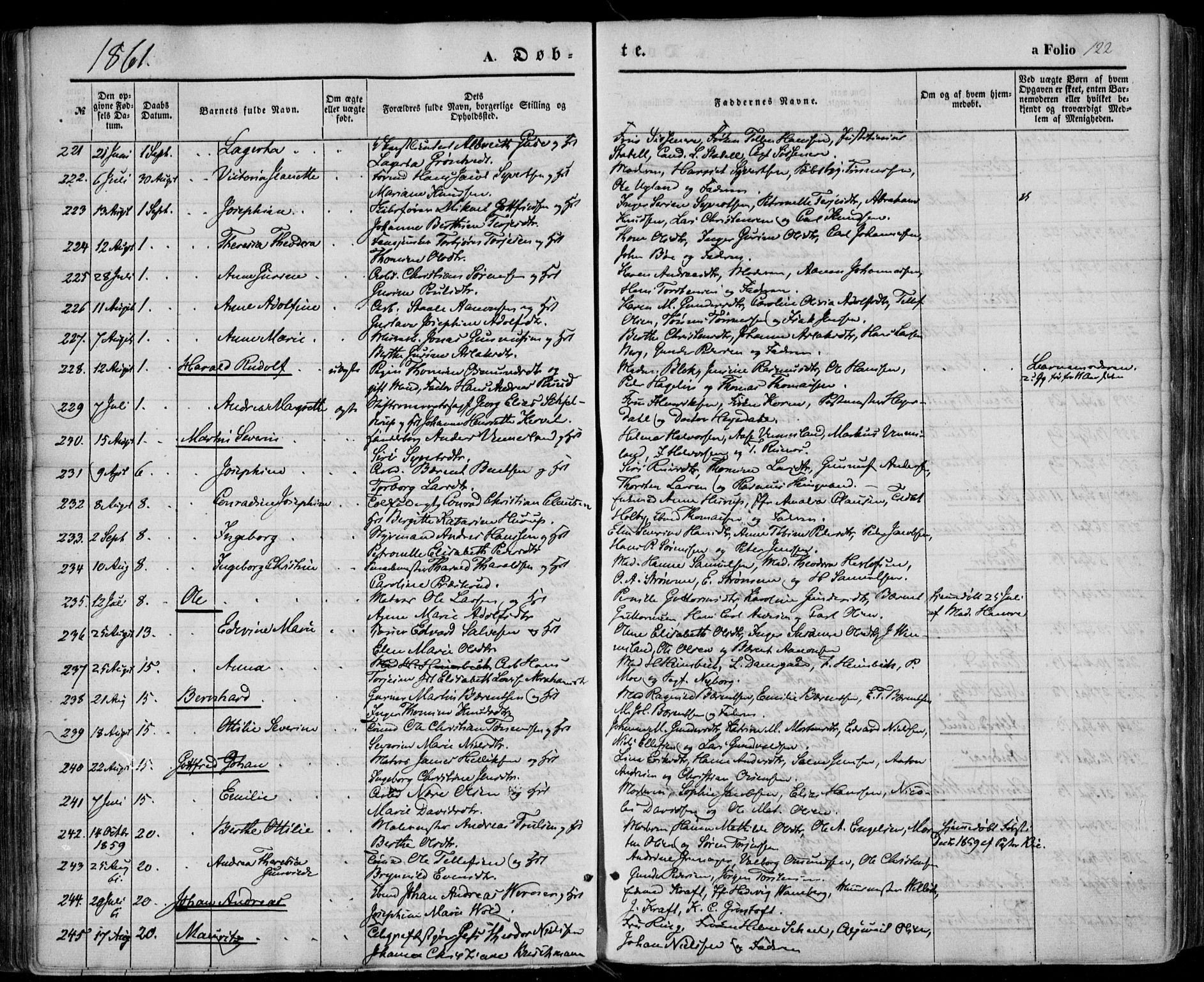 Kristiansand domprosti, AV/SAK-1112-0006/F/Fa/L0014: Ministerialbok nr. A 14, 1852-1867, s. 122