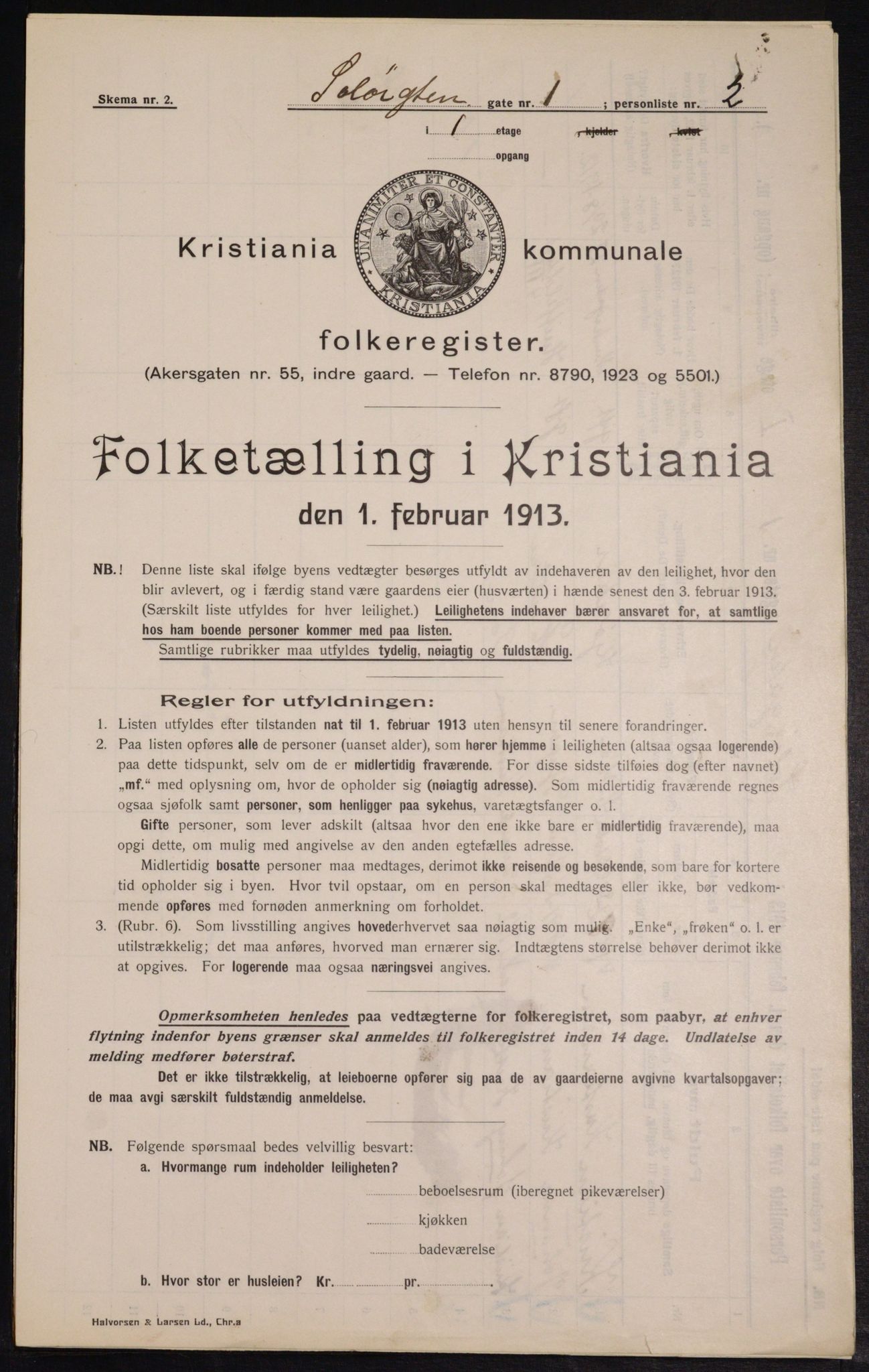 OBA, Kommunal folketelling 1.2.1913 for Kristiania, 1913, s. 99733