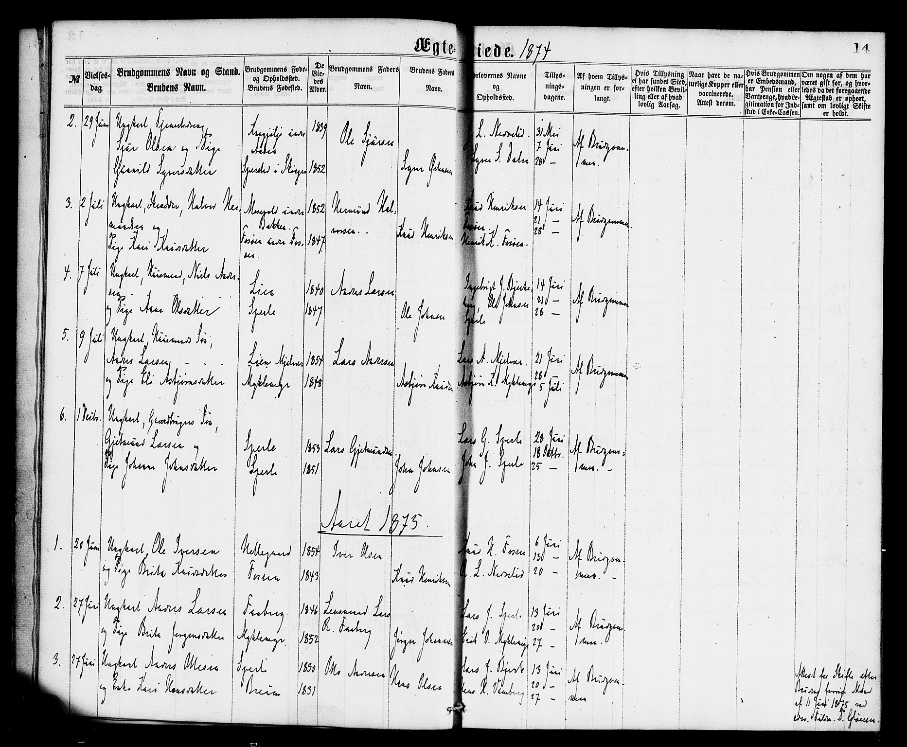 Jostedal sokneprestembete, AV/SAB-A-80601/H/Haa/Haaa/L0008: Ministerialbok nr. A 8, 1864-1886, s. 14