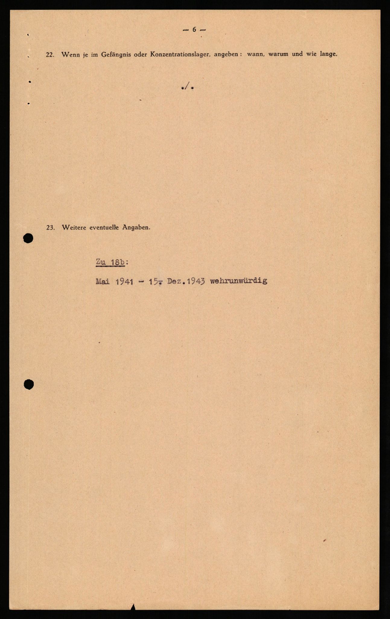 Forsvaret, Forsvarets overkommando II, RA/RAFA-3915/D/Db/L0030: CI Questionaires. Tyske okkupasjonsstyrker i Norge. Tyskere., 1945-1946, s. 331