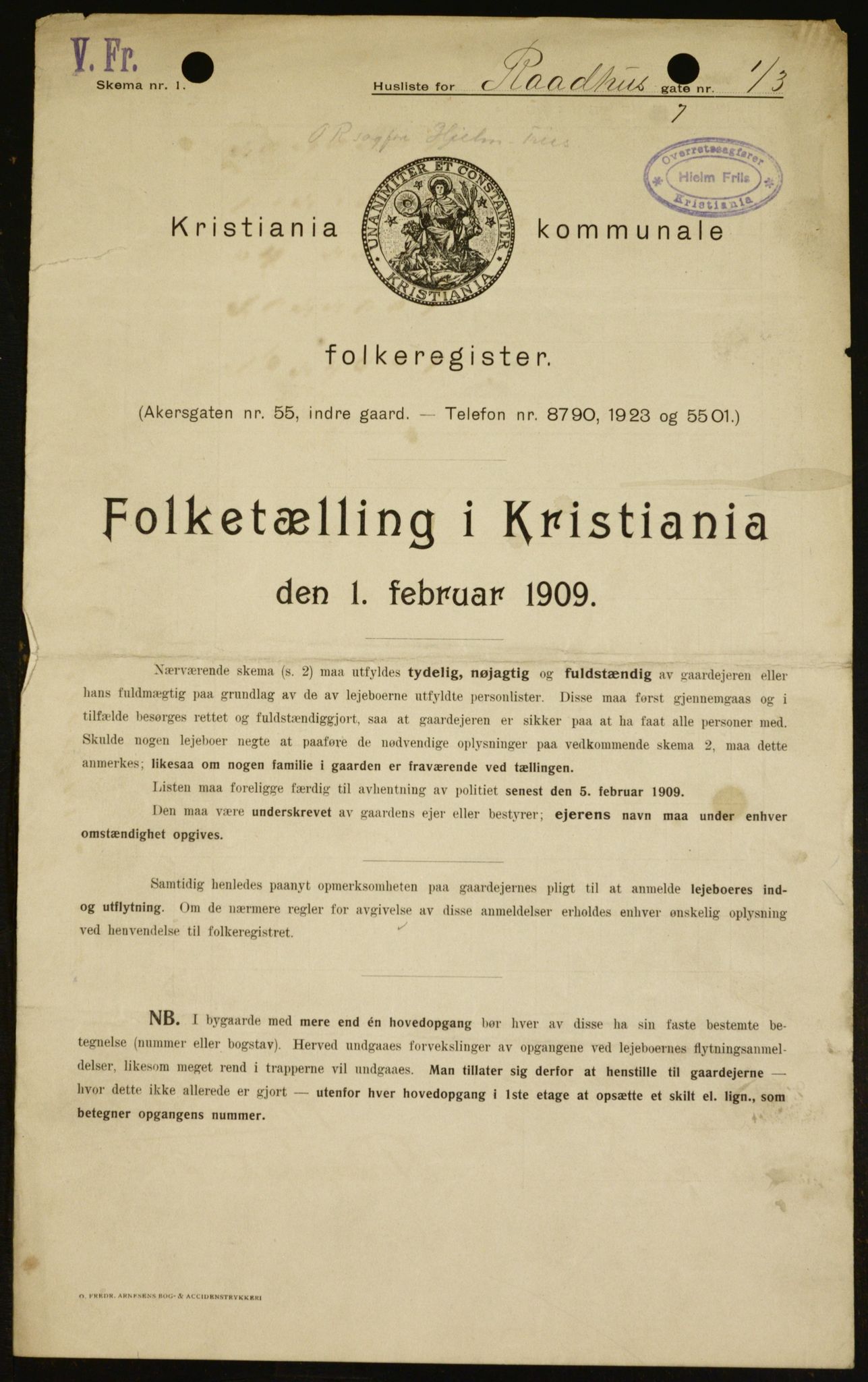 OBA, Kommunal folketelling 1.2.1909 for Kristiania kjøpstad, 1909, s. 78237