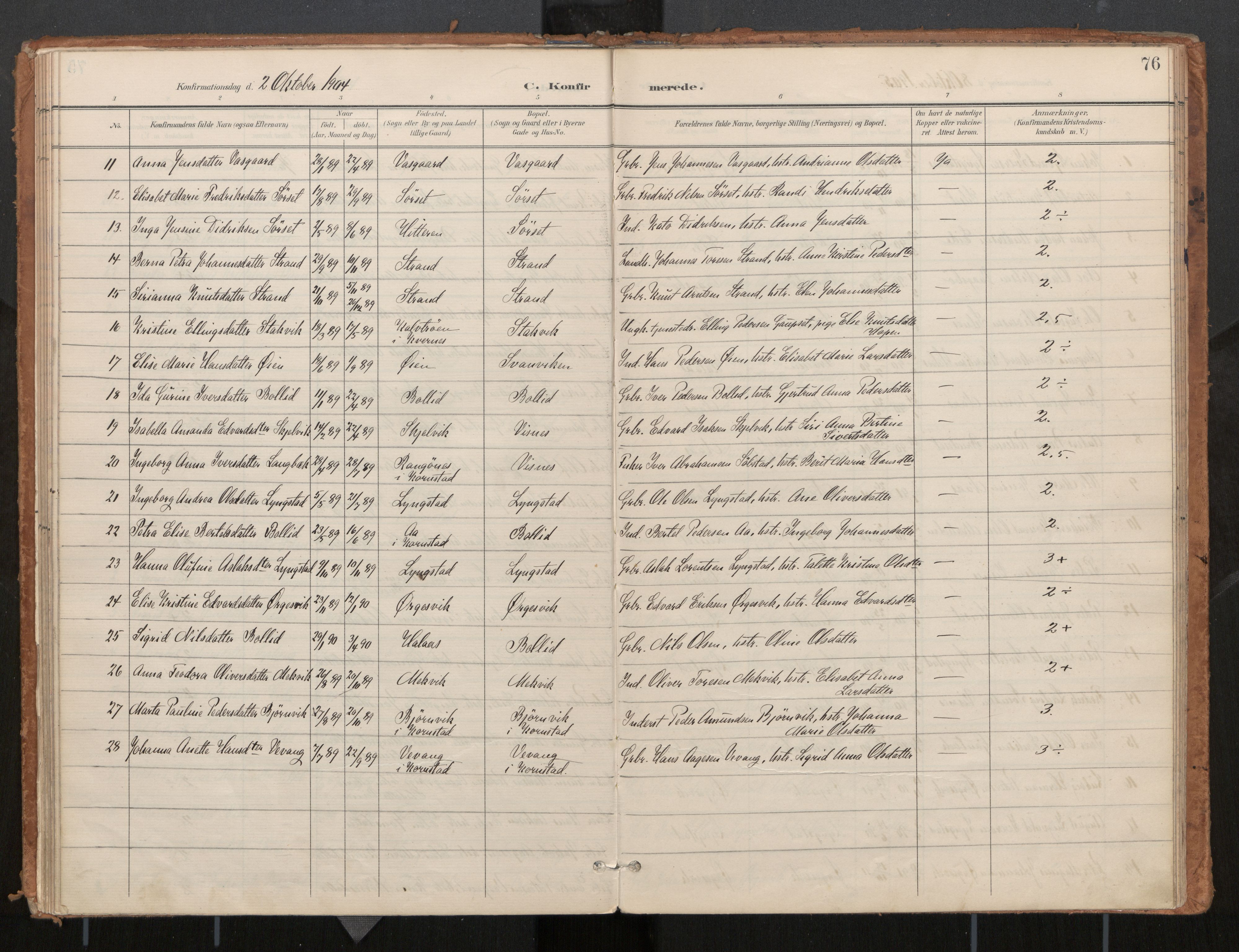 Ministerialprotokoller, klokkerbøker og fødselsregistre - Møre og Romsdal, AV/SAT-A-1454/571/L0836a: Ministerialbok nr. 571A02, 1898-1910, s. 76