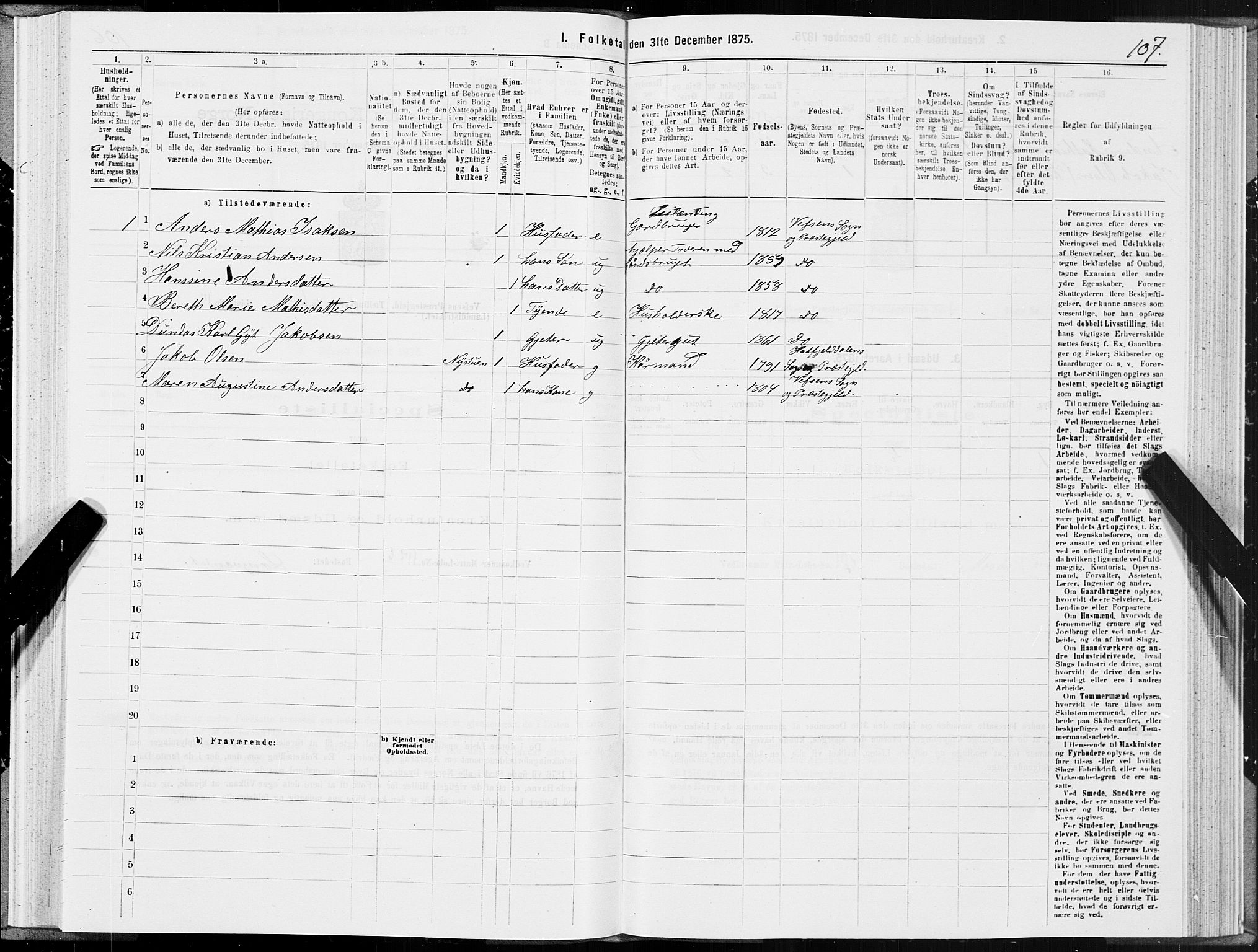 SAT, Folketelling 1875 for 1824L Vefsn prestegjeld, Vefsn sokn, 1875, s. 2107