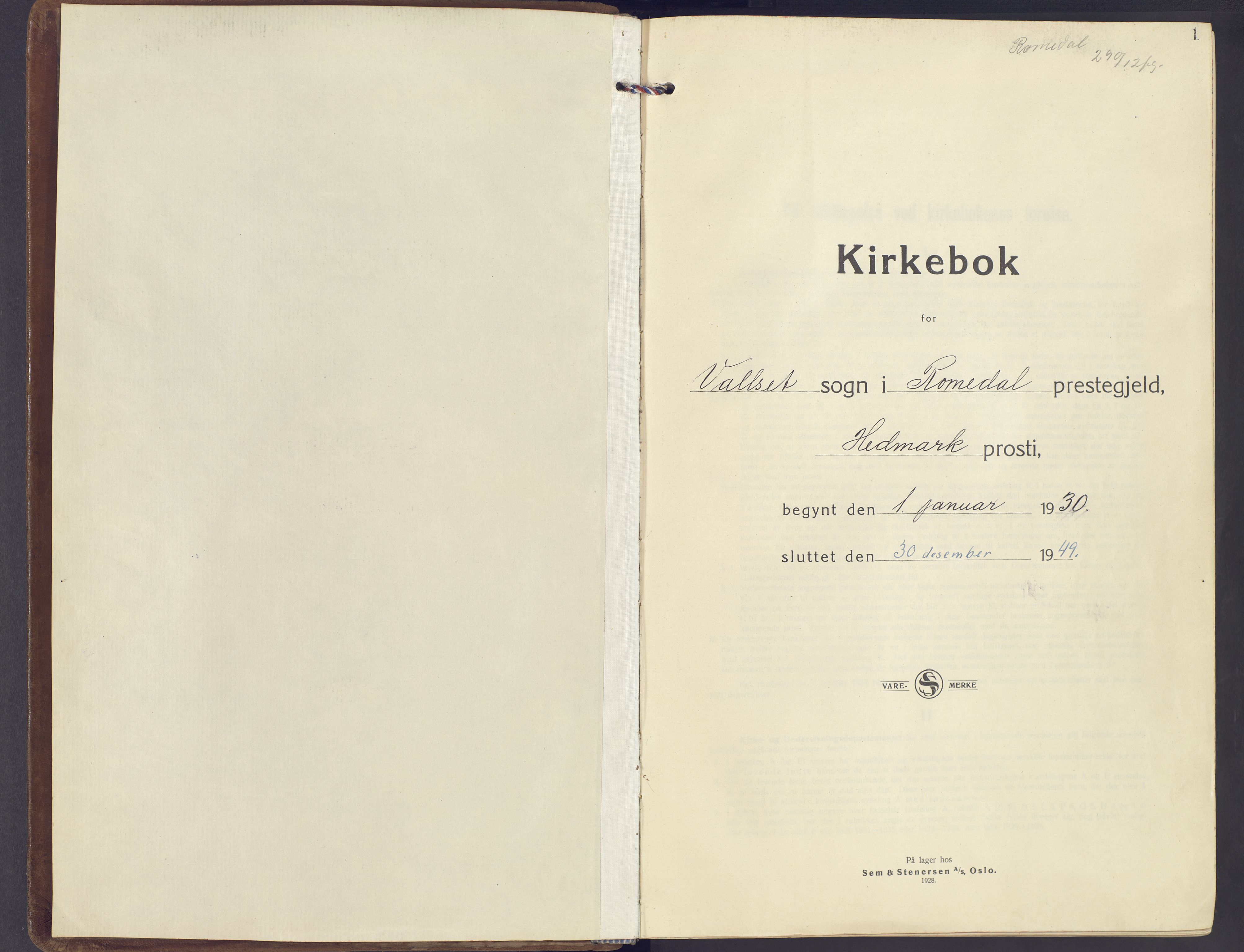 Romedal prestekontor, SAH/PREST-004/K/L0013: Ministerialbok nr. 13, 1930-1949, s. 1