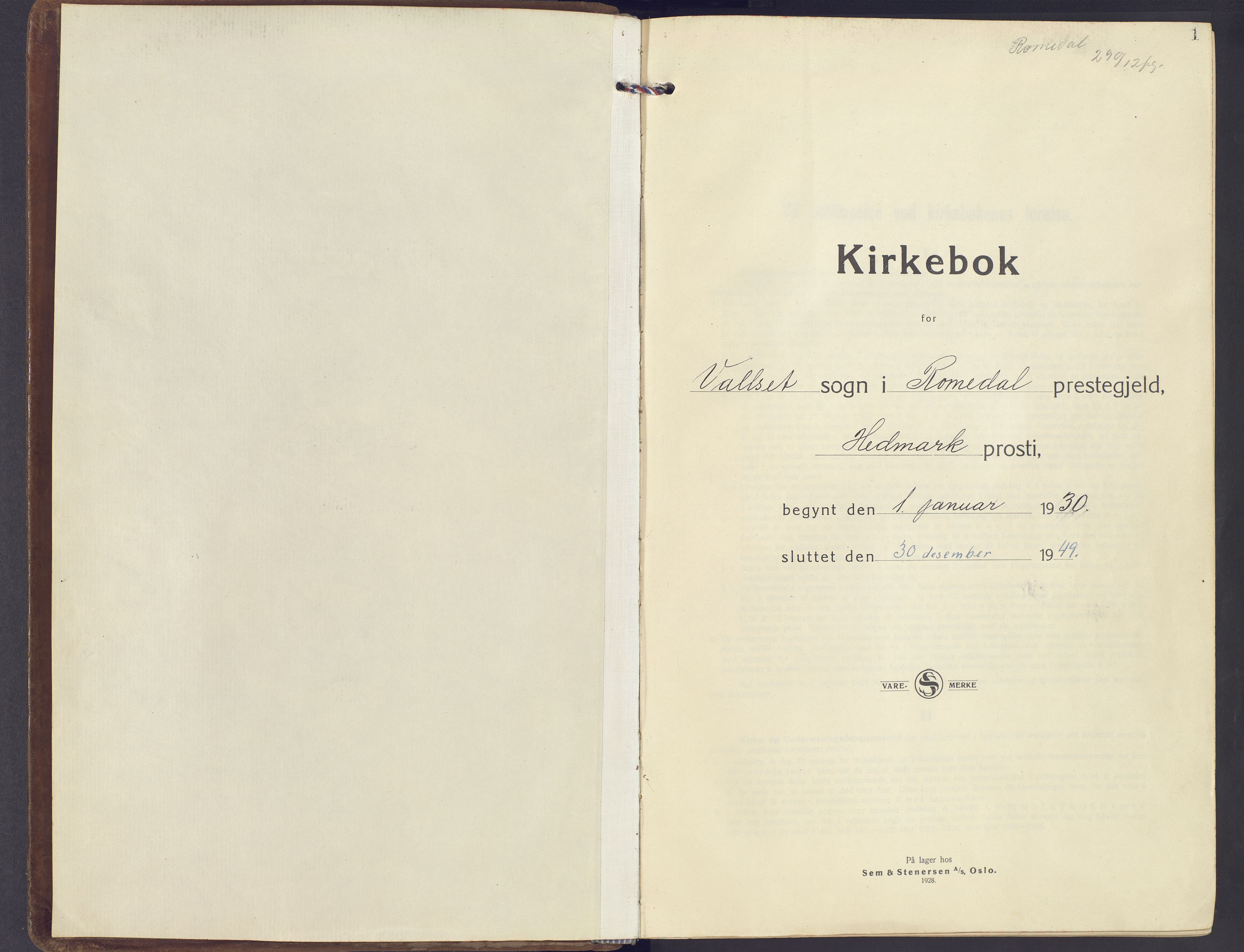 Romedal prestekontor, AV/SAH-PREST-004/K/L0013: Ministerialbok nr. 13, 1930-1949, s. 1