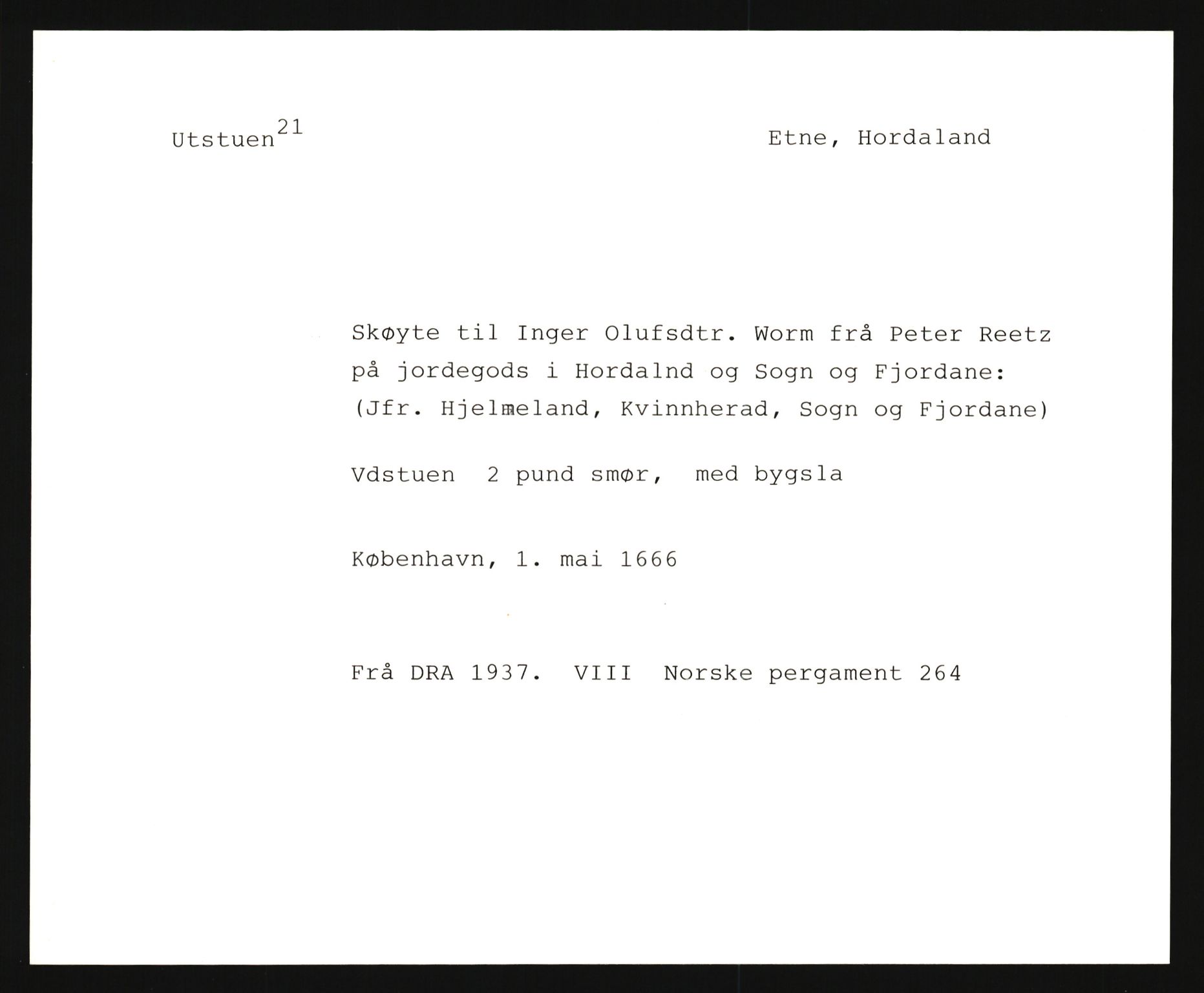 Riksarkivets diplomsamling, AV/RA-EA-5965/F35/F35e/L0028: Registreringssedler Hordaland 1, 1400-1700, s. 151