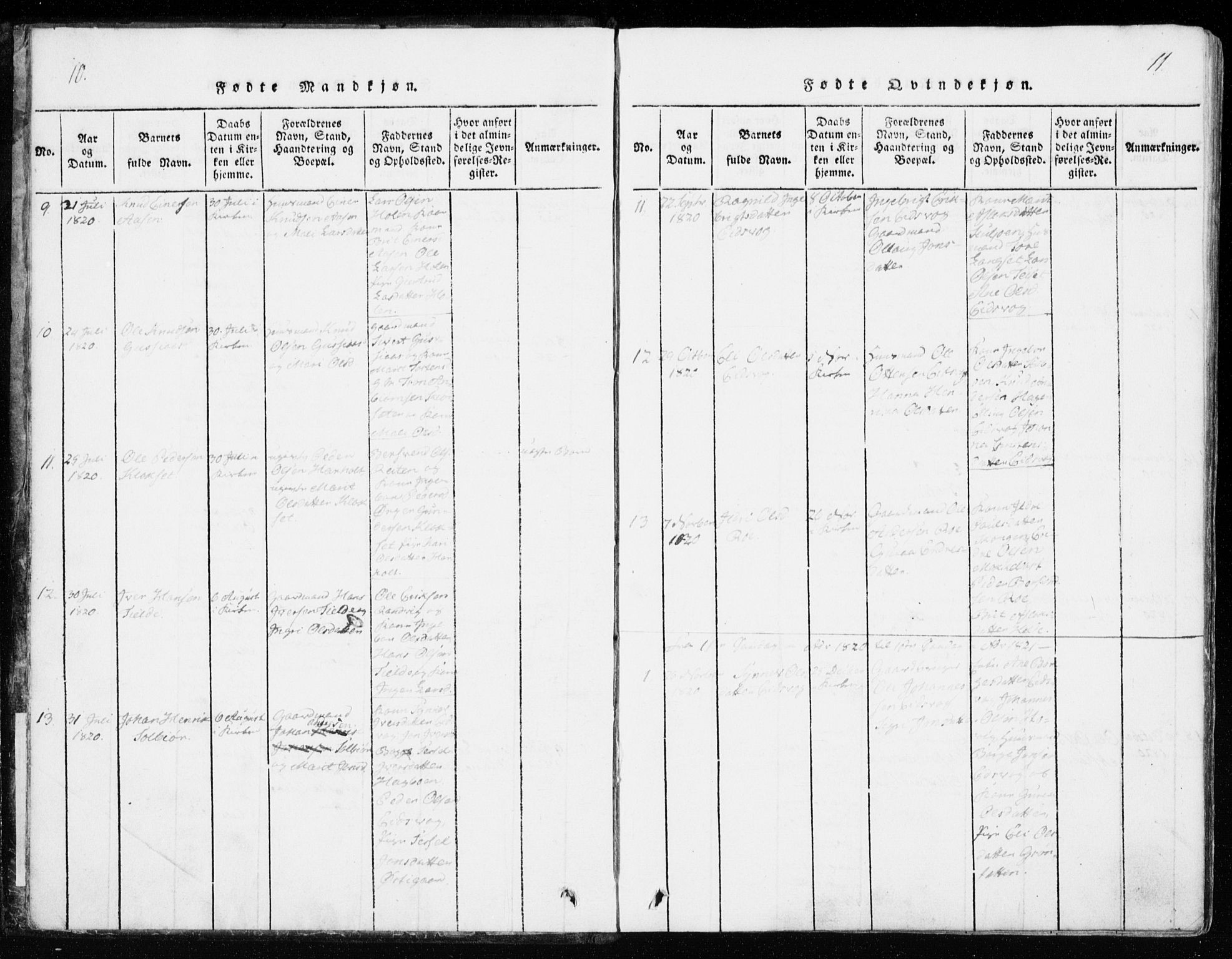 Ministerialprotokoller, klokkerbøker og fødselsregistre - Møre og Romsdal, AV/SAT-A-1454/551/L0623: Ministerialbok nr. 551A03, 1818-1831, s. 10-11