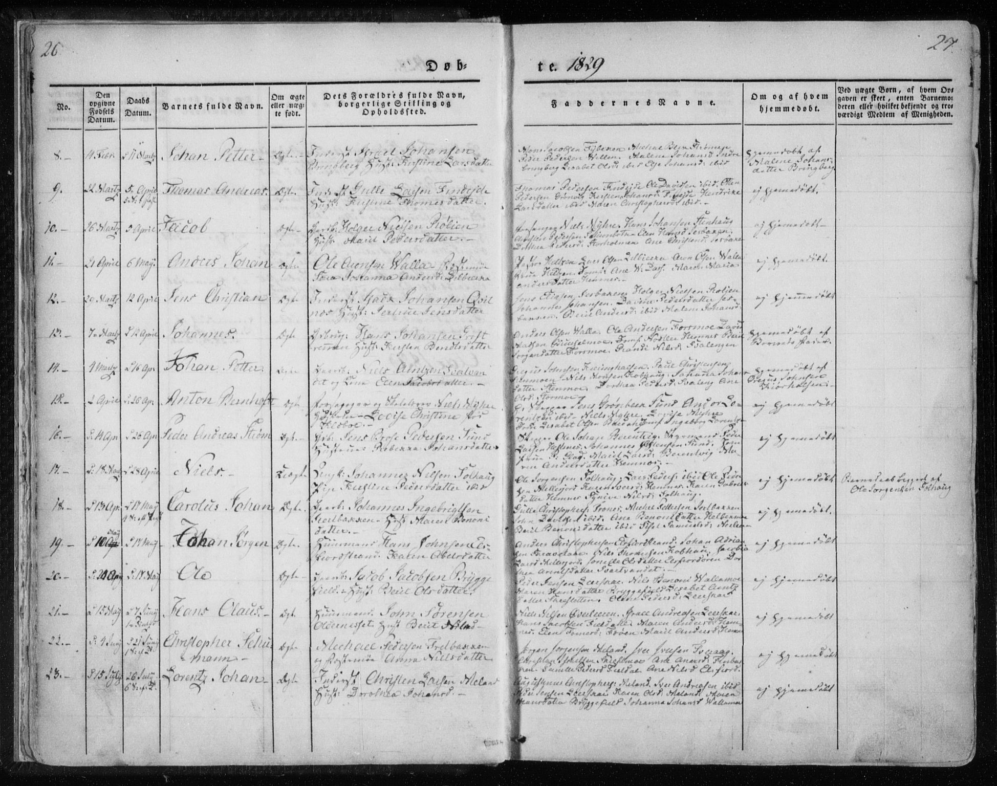 Ministerialprotokoller, klokkerbøker og fødselsregistre - Nordland, AV/SAT-A-1459/825/L0354: Ministerialbok nr. 825A08, 1826-1841, s. 26-27