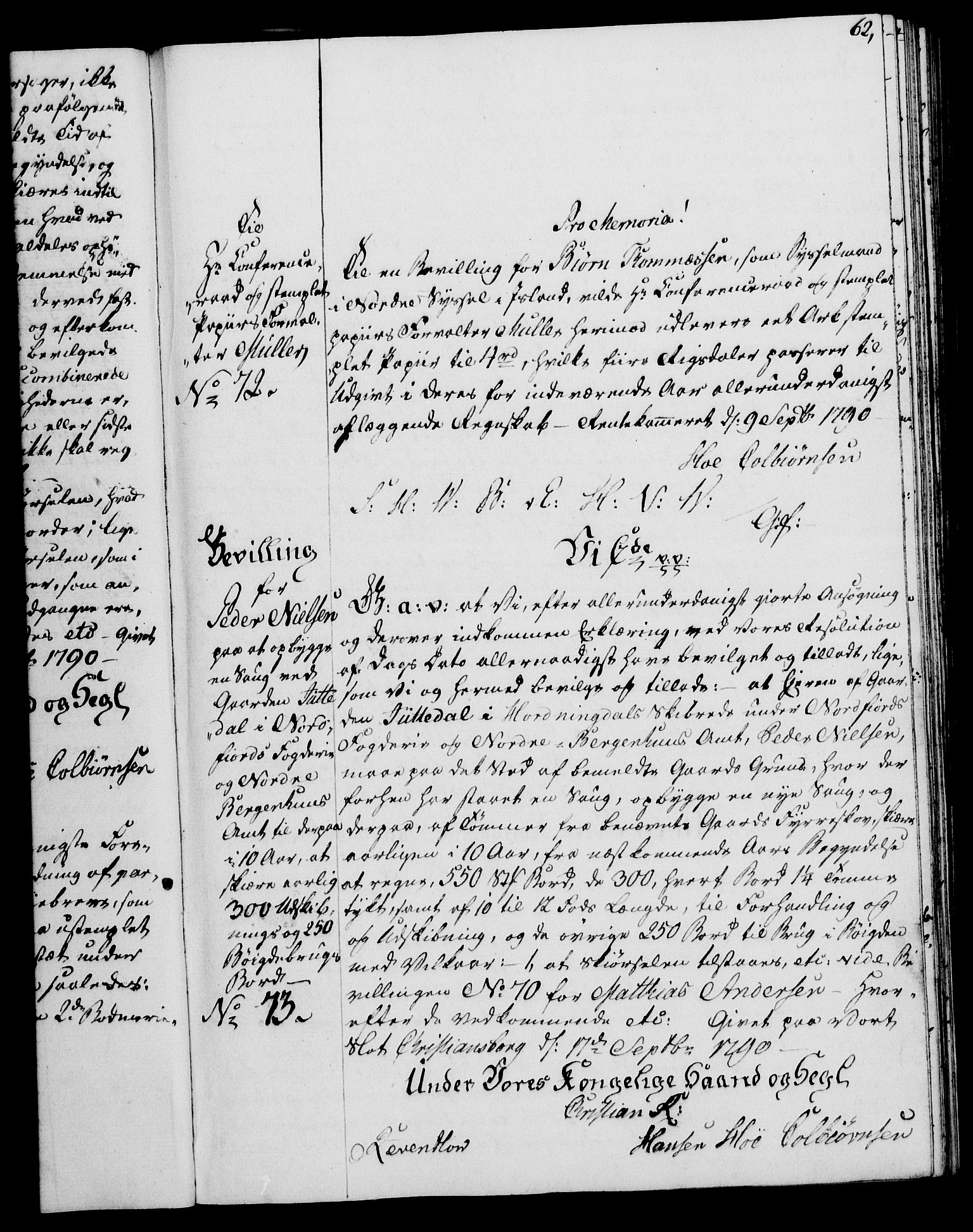 Rentekammeret, Kammerkanselliet, RA/EA-3111/G/Gg/Gga/L0015: Norsk ekspedisjonsprotokoll med register (merket RK 53.15), 1790-1791, s. 62
