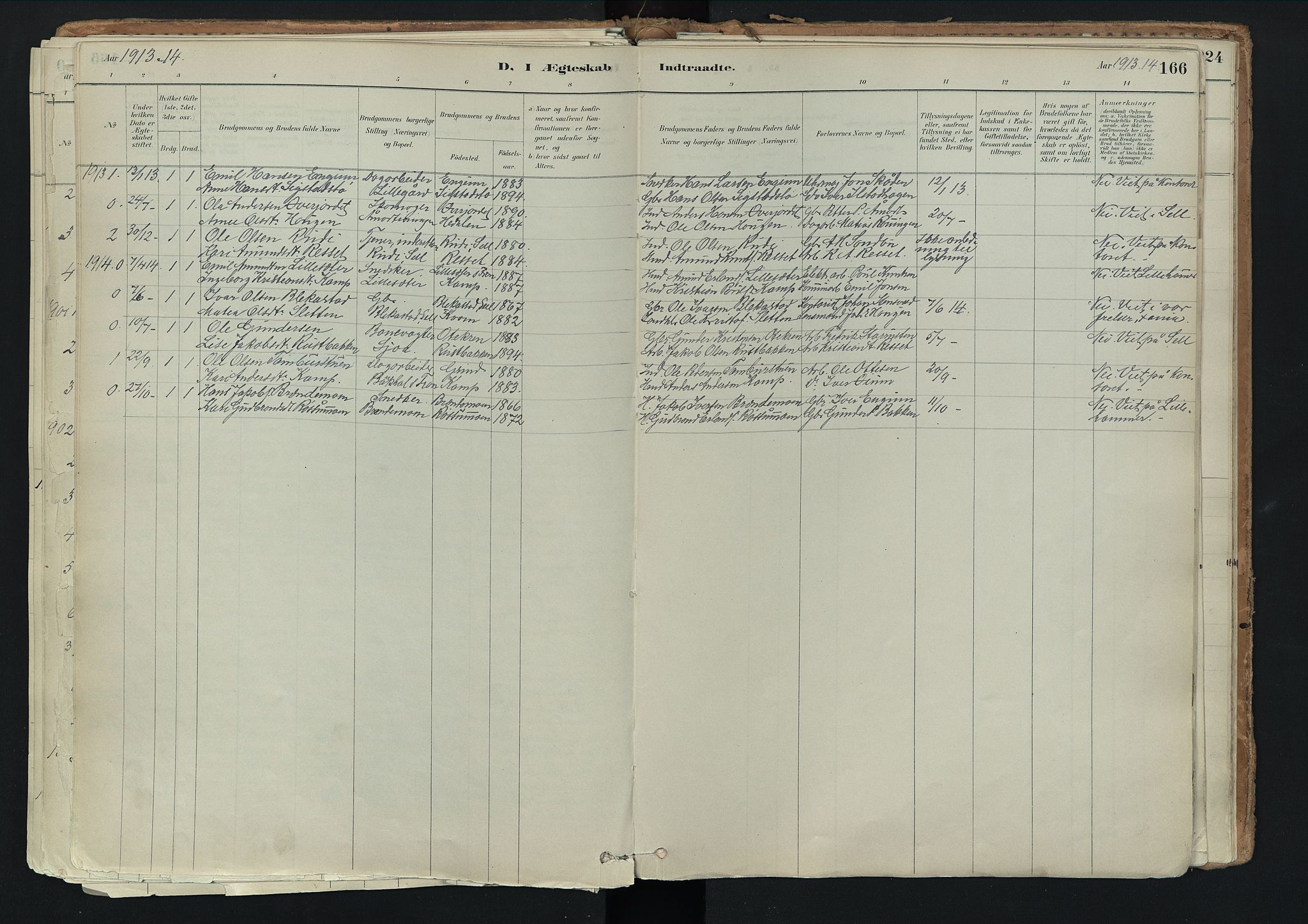 Nord-Fron prestekontor, SAH/PREST-080/H/Ha/Haa/L0003: Ministerialbok nr. 3, 1884-1914, s. 166