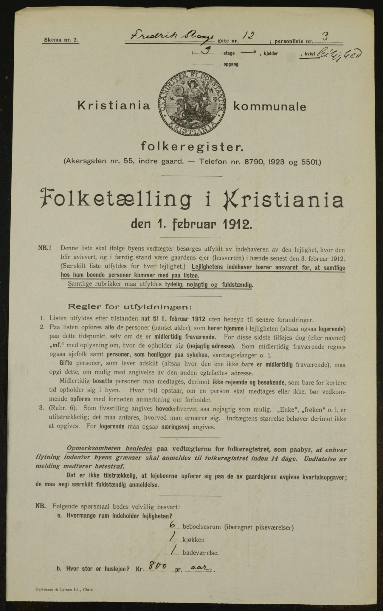 OBA, Kommunal folketelling 1.2.1912 for Kristiania, 1912, s. 26645