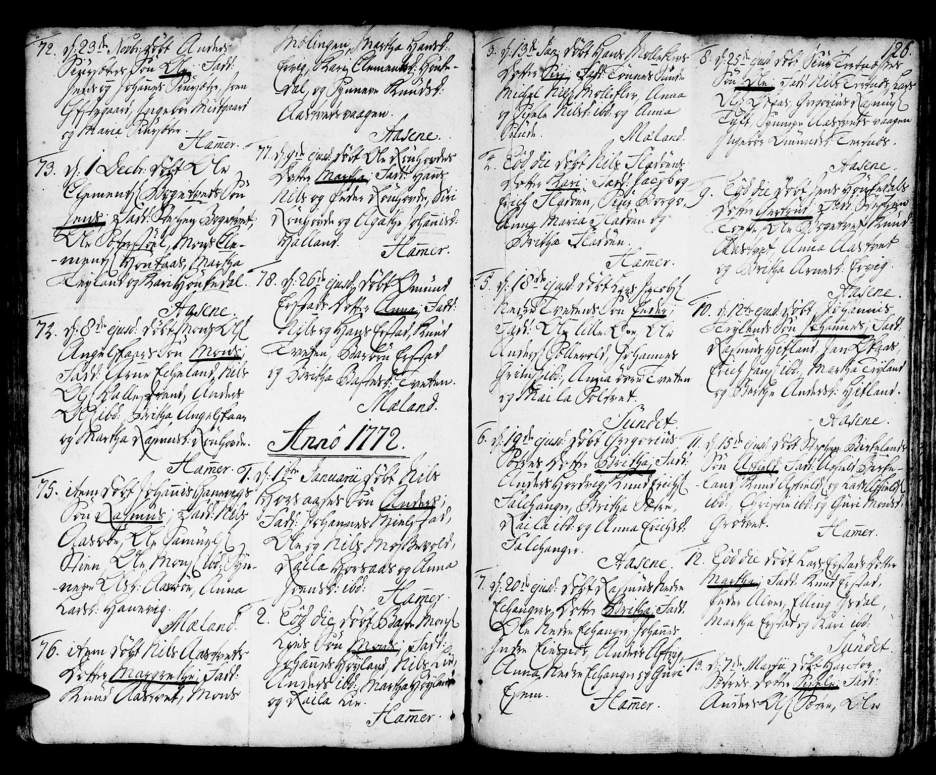 Hamre sokneprestembete, AV/SAB-A-75501/H/Ha/Haa/Haaa/L0007: Ministerialbok nr. A 7, 1762-1777, s. 126