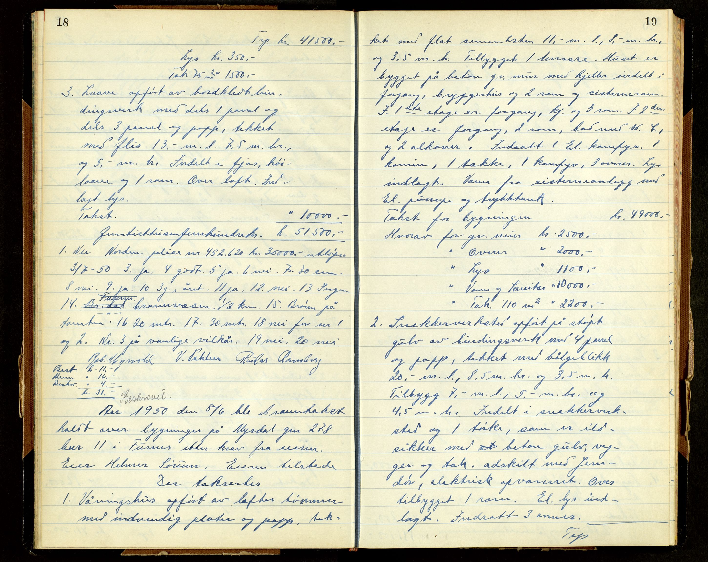 Norges Brannkasse, Furnes, AV/SAH-NBRANF-004/F/L0005: Branntakstprotokoll, 1950-1958, s. 18-19
