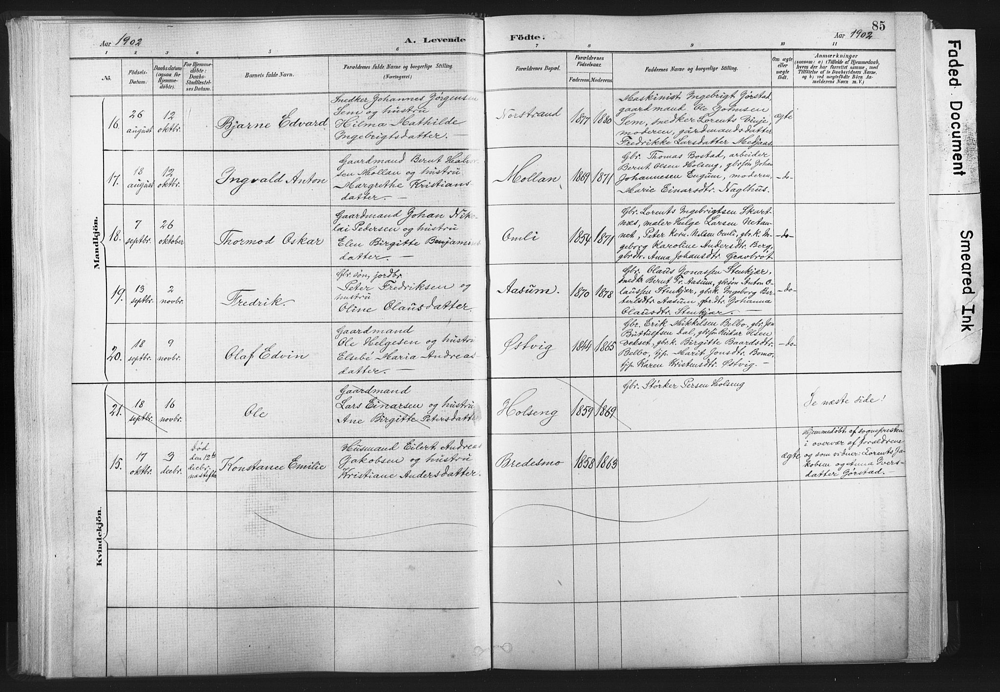 Ministerialprotokoller, klokkerbøker og fødselsregistre - Nord-Trøndelag, AV/SAT-A-1458/749/L0474: Ministerialbok nr. 749A08, 1887-1903, s. 85