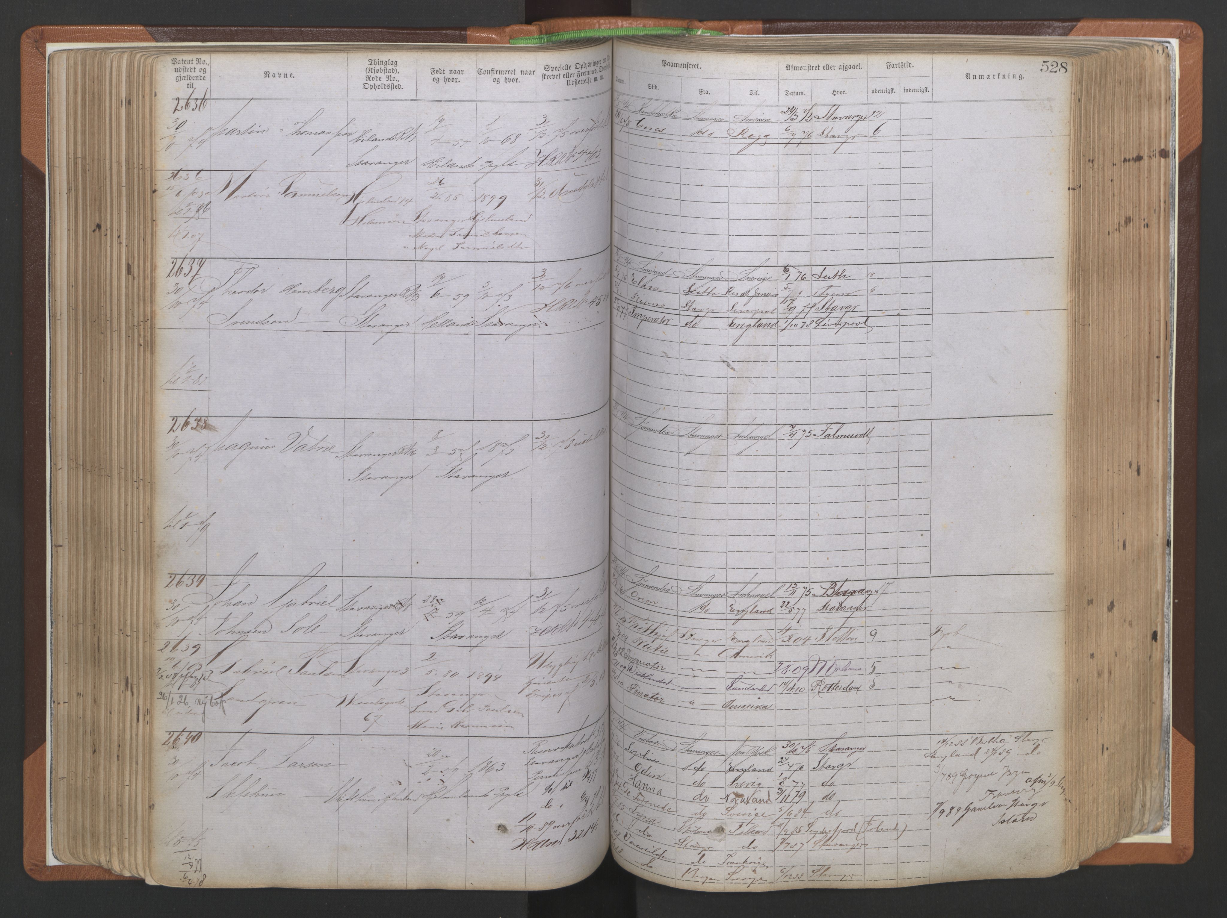 Stavanger sjømannskontor, AV/SAST-A-102006/F/Ff/L0009: Annotasjonsrulle, patentnr. 1805-3605 (dublett), 1872-1900, s. 171