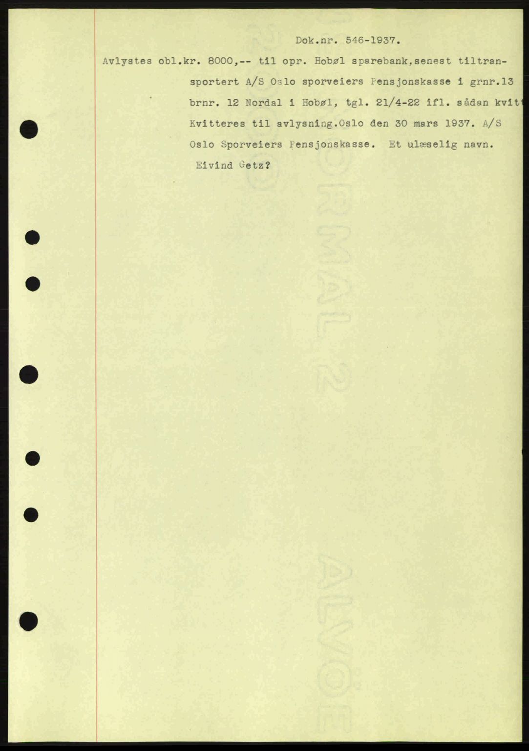 Moss sorenskriveri, SAO/A-10168: Pantebok nr. B3, 1937-1937, Dagboknr: 546/1937