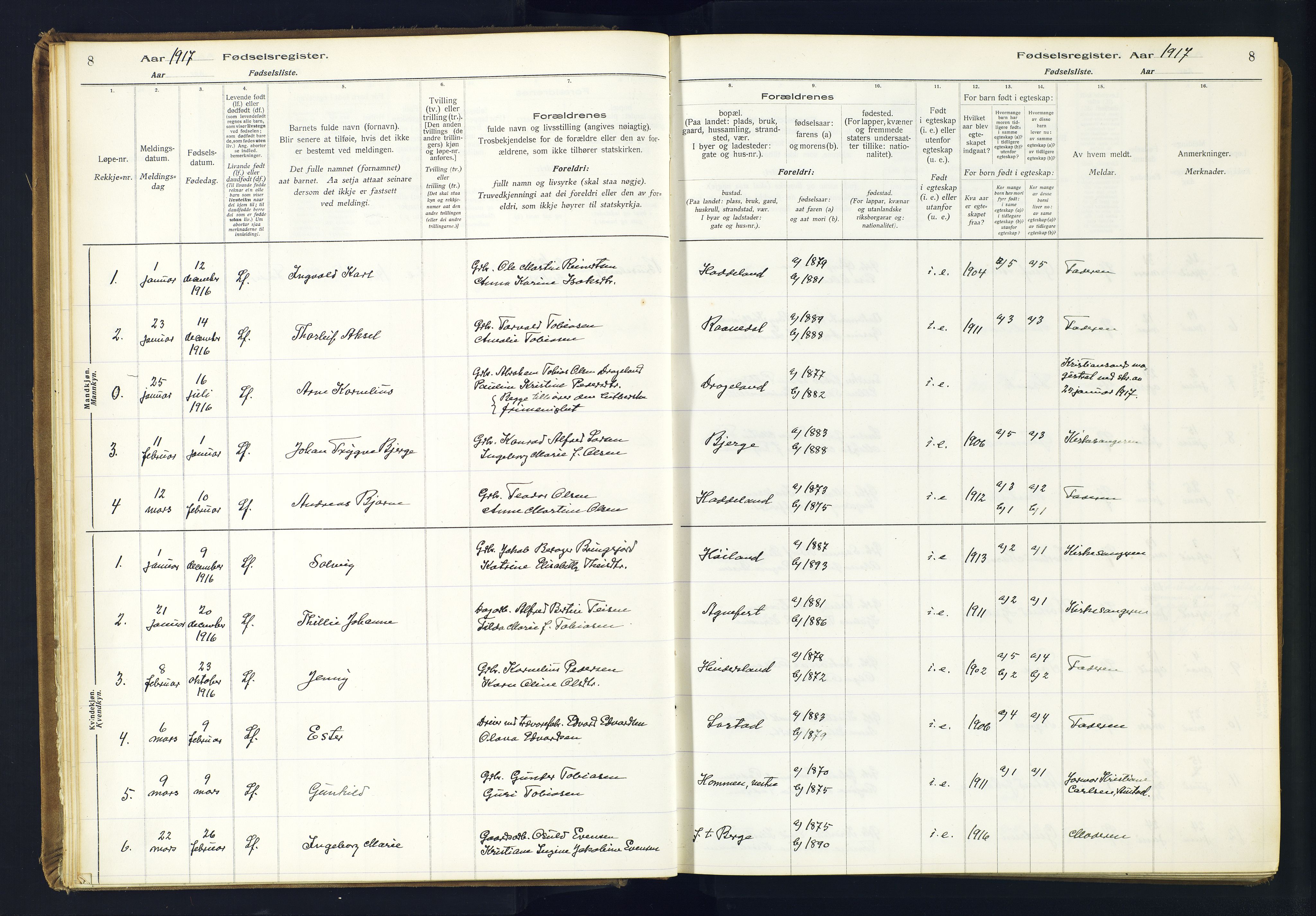 Lyngdal sokneprestkontor, AV/SAK-1111-0029/J/Ja/L0001: Fødselsregister nr. A-VI-26, 1916-1951, s. 8