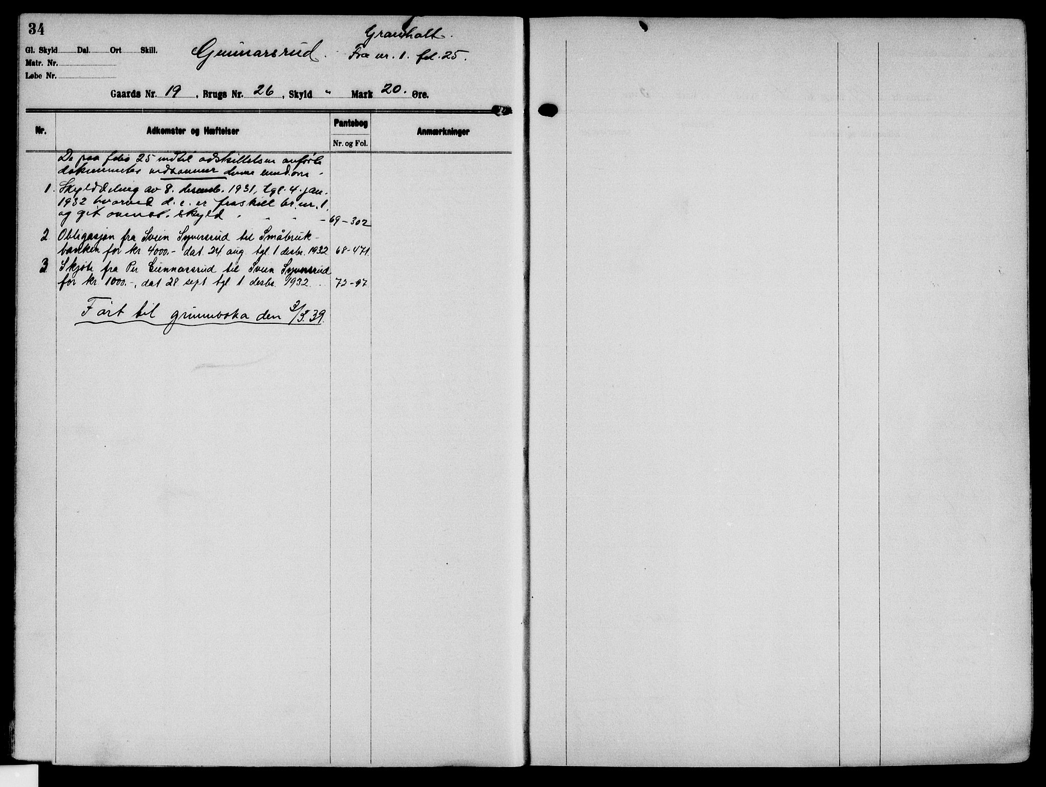 Solør tingrett, AV/SAH-TING-008/H/Ha/Hak/L0002: Panteregister nr. II, 1900-1935, s. 34