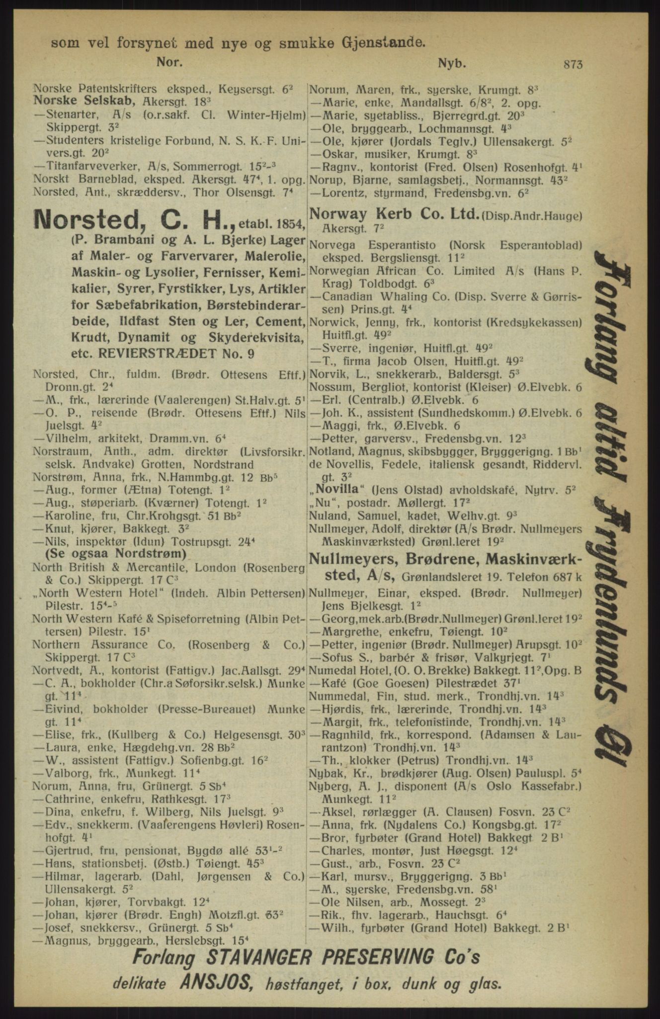 Kristiania/Oslo adressebok, PUBL/-, 1914, s. 873