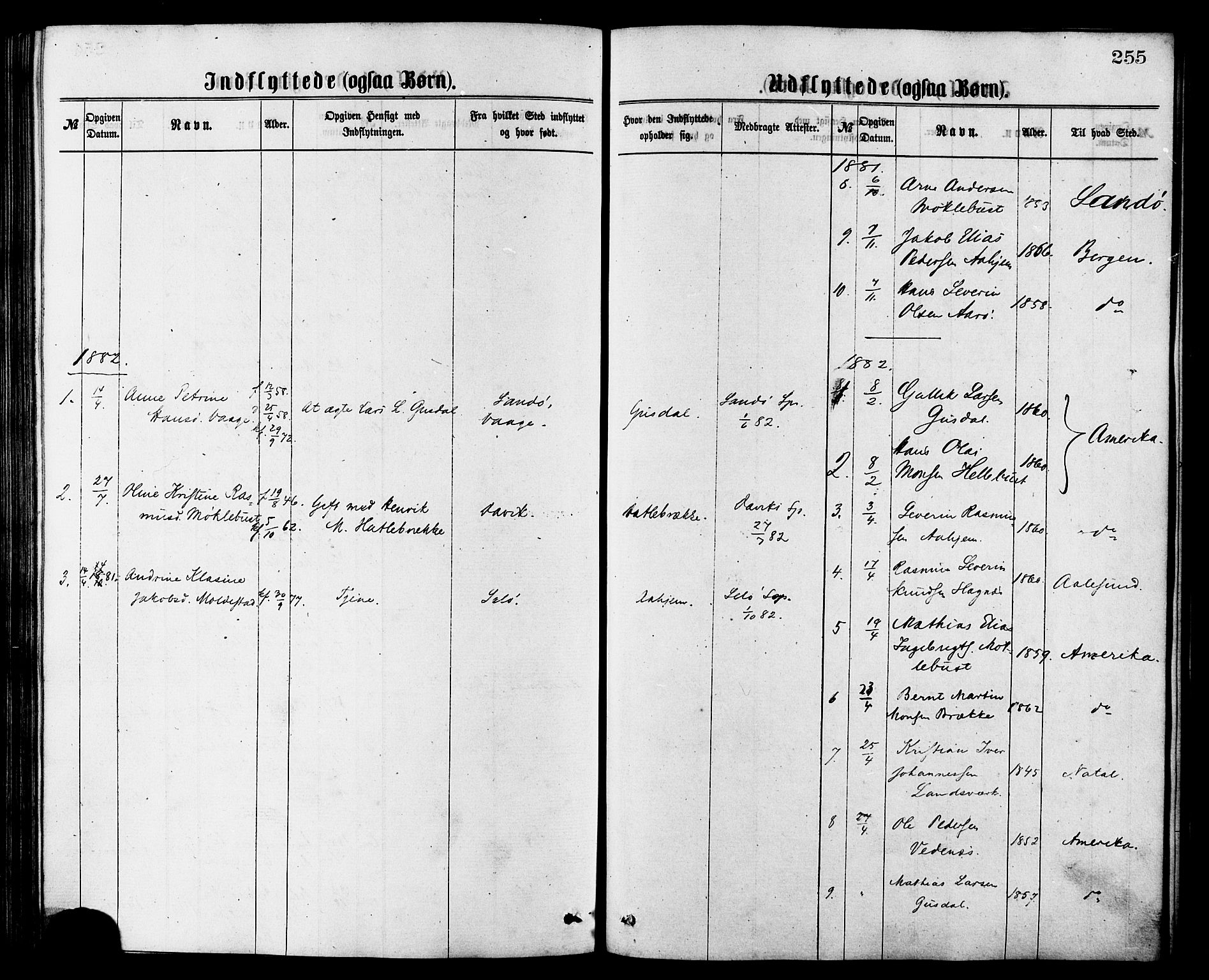 Ministerialprotokoller, klokkerbøker og fødselsregistre - Møre og Romsdal, AV/SAT-A-1454/501/L0007: Ministerialbok nr. 501A07, 1868-1884, s. 255