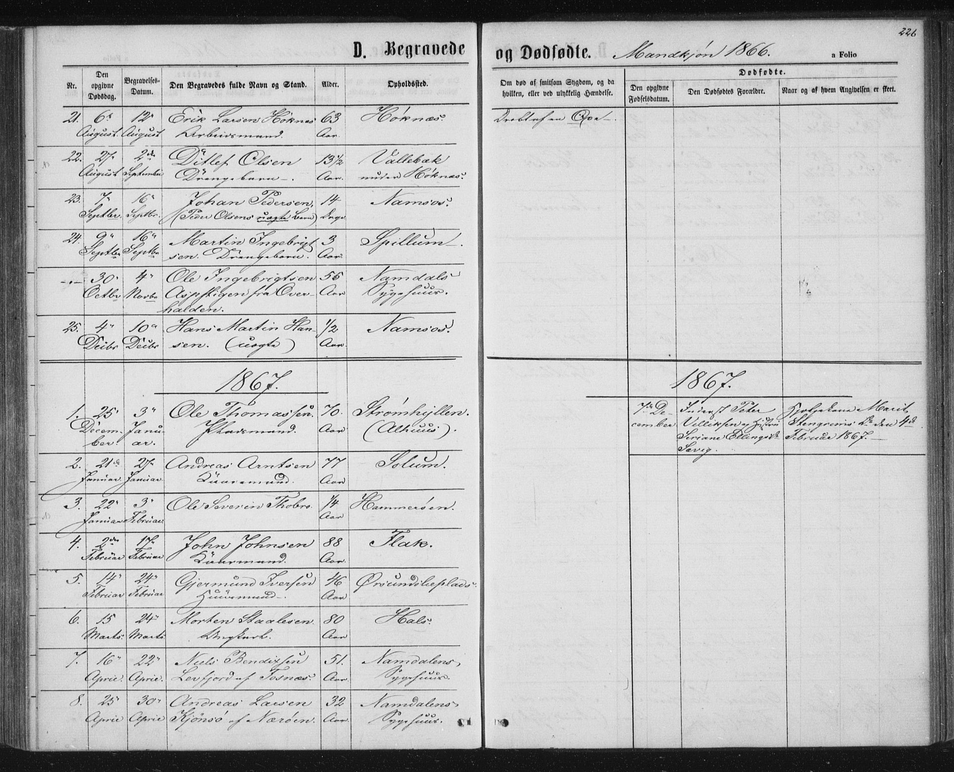 Ministerialprotokoller, klokkerbøker og fødselsregistre - Nord-Trøndelag, SAT/A-1458/768/L0570: Ministerialbok nr. 768A05, 1865-1874, s. 226