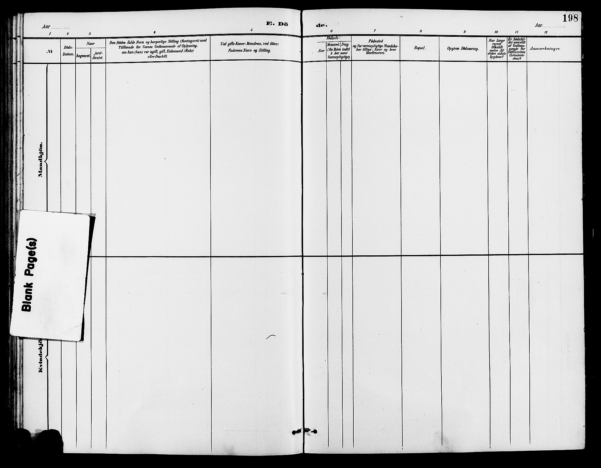 Holum sokneprestkontor, SAK/1111-0022/F/Fb/Fba/L0005: Klokkerbok nr. B 5, 1891-1909, s. 198