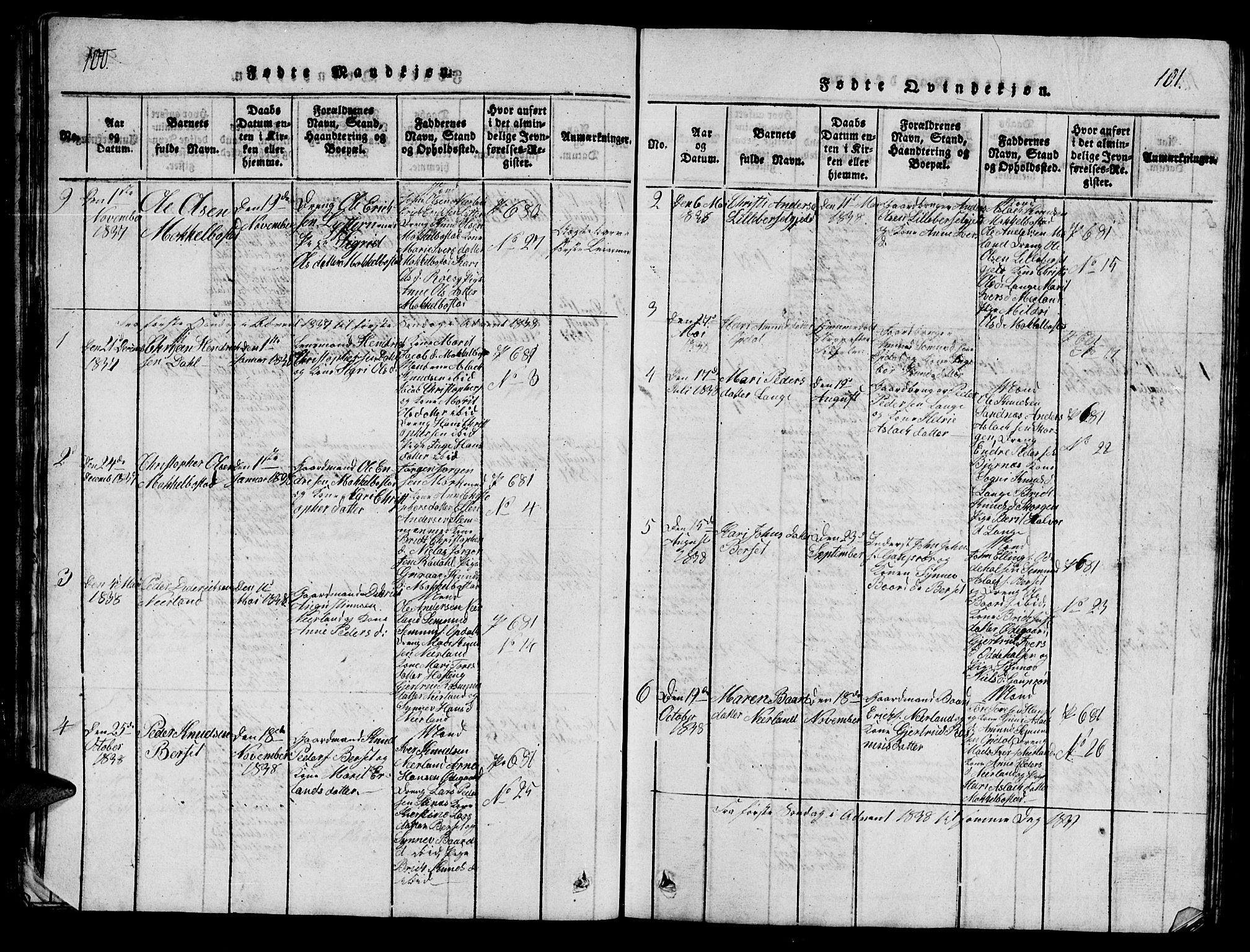 Ministerialprotokoller, klokkerbøker og fødselsregistre - Møre og Romsdal, AV/SAT-A-1454/554/L0644: Klokkerbok nr. 554C01, 1818-1851, s. 100-101