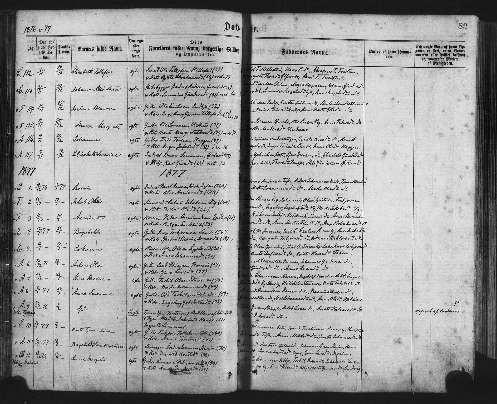 Fjelberg sokneprestembete, AV/SAB-A-75201/H/Haa: Ministerialbok nr. A 8, 1866-1879, s. 82