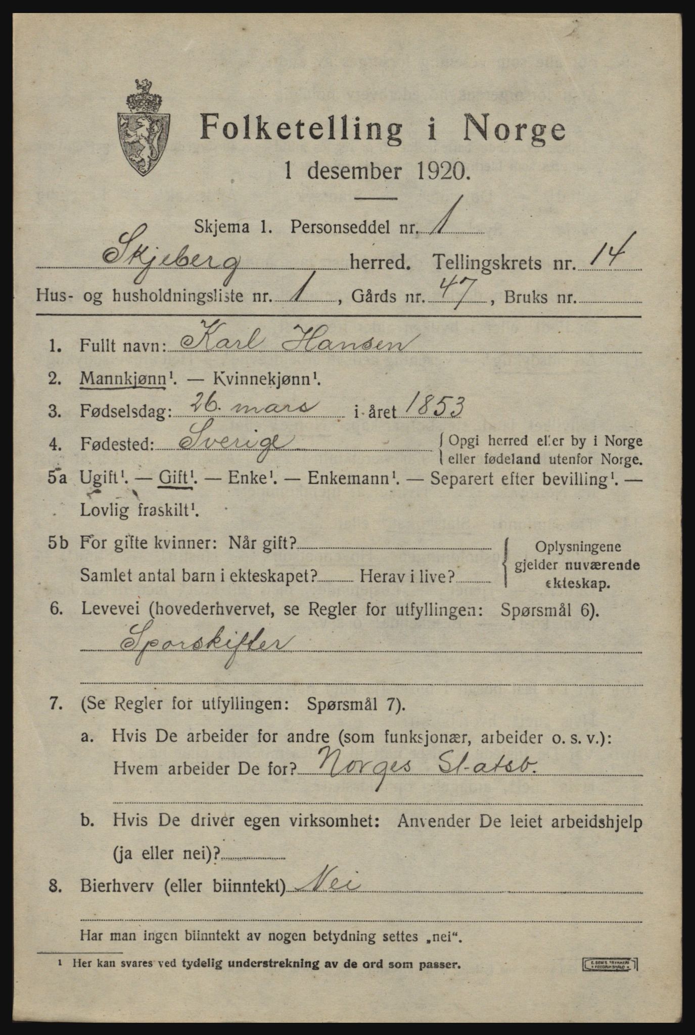 SAO, Folketelling 1920 for 0115 Skjeberg herred, 1920, s. 12981