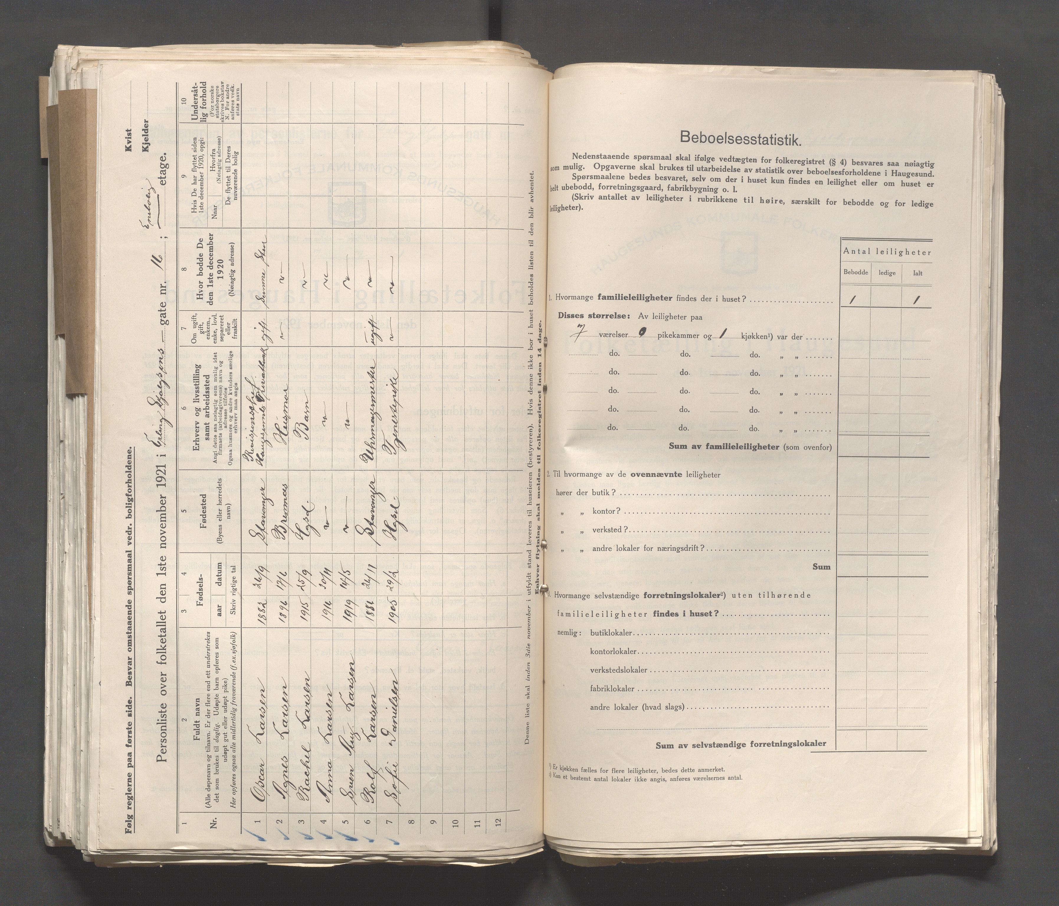 IKAR, Kommunal folketelling 1.11.1921 for Haugesund, 1921, s. 710