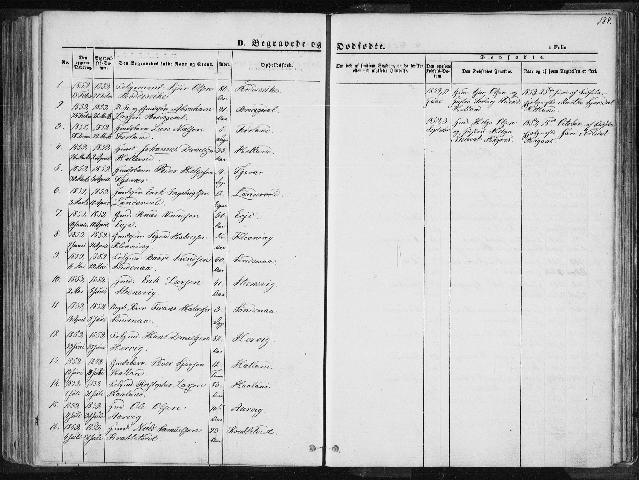 Tysvær sokneprestkontor, AV/SAST-A -101864/H/Ha/Haa/L0003: Ministerialbok nr. A 3, 1856-1865, s. 187