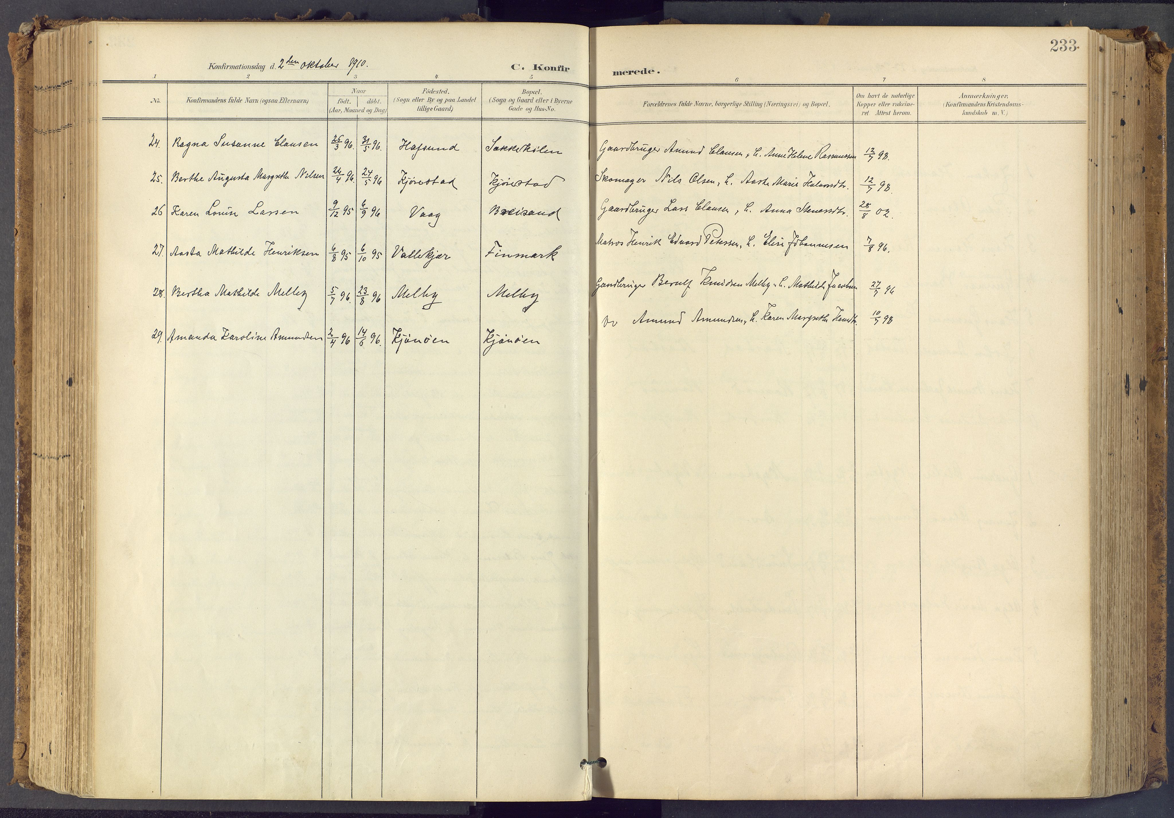 Bamble kirkebøker, SAKO/A-253/F/Fa/L0009: Ministerialbok nr. I 9, 1901-1917, s. 233