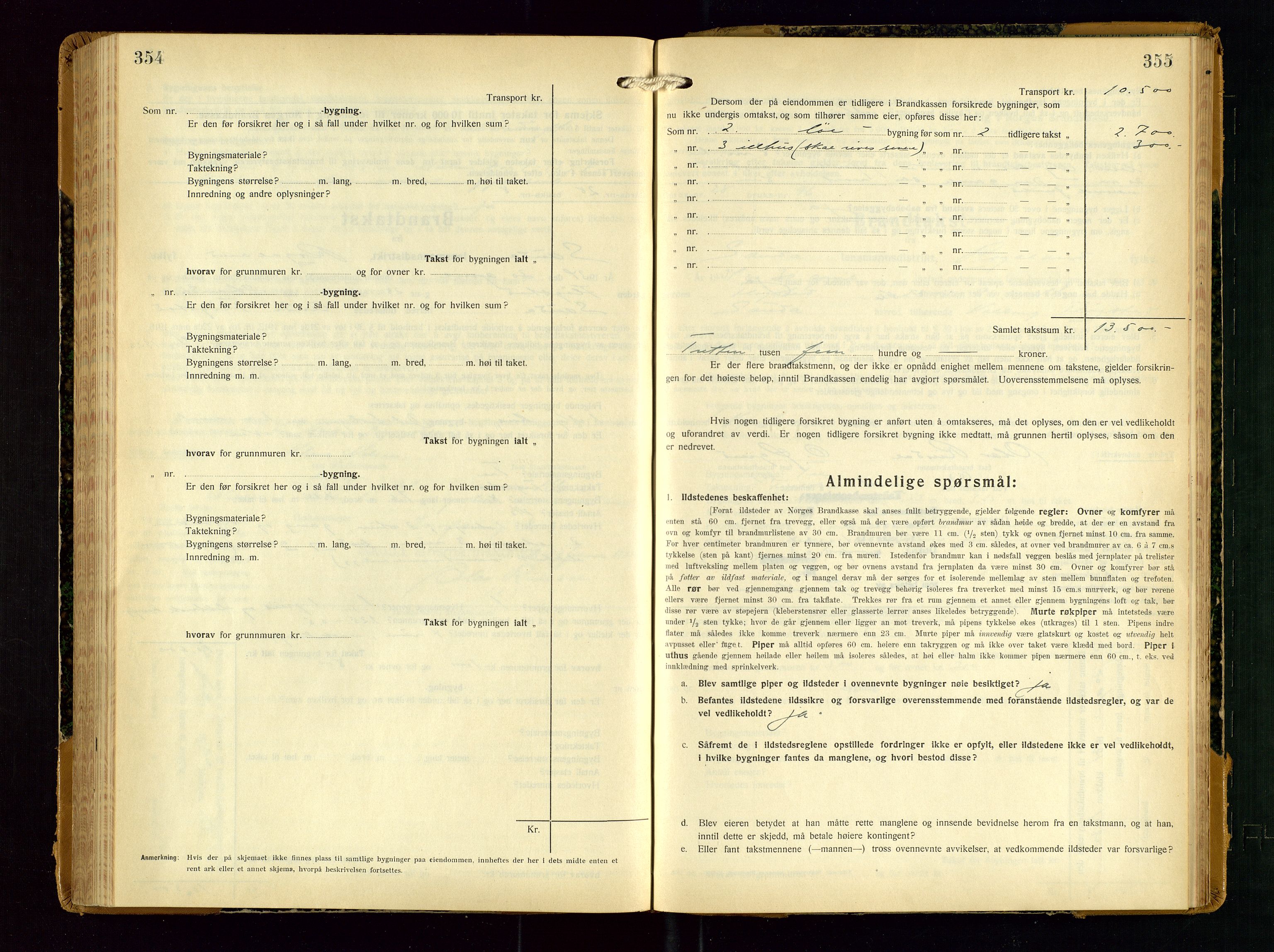 Sauda lensmannskontor, AV/SAST-A-100177/Gob/L0003: Branntakstprotokoll - skjematakst, 1928-1936, s. 354-355