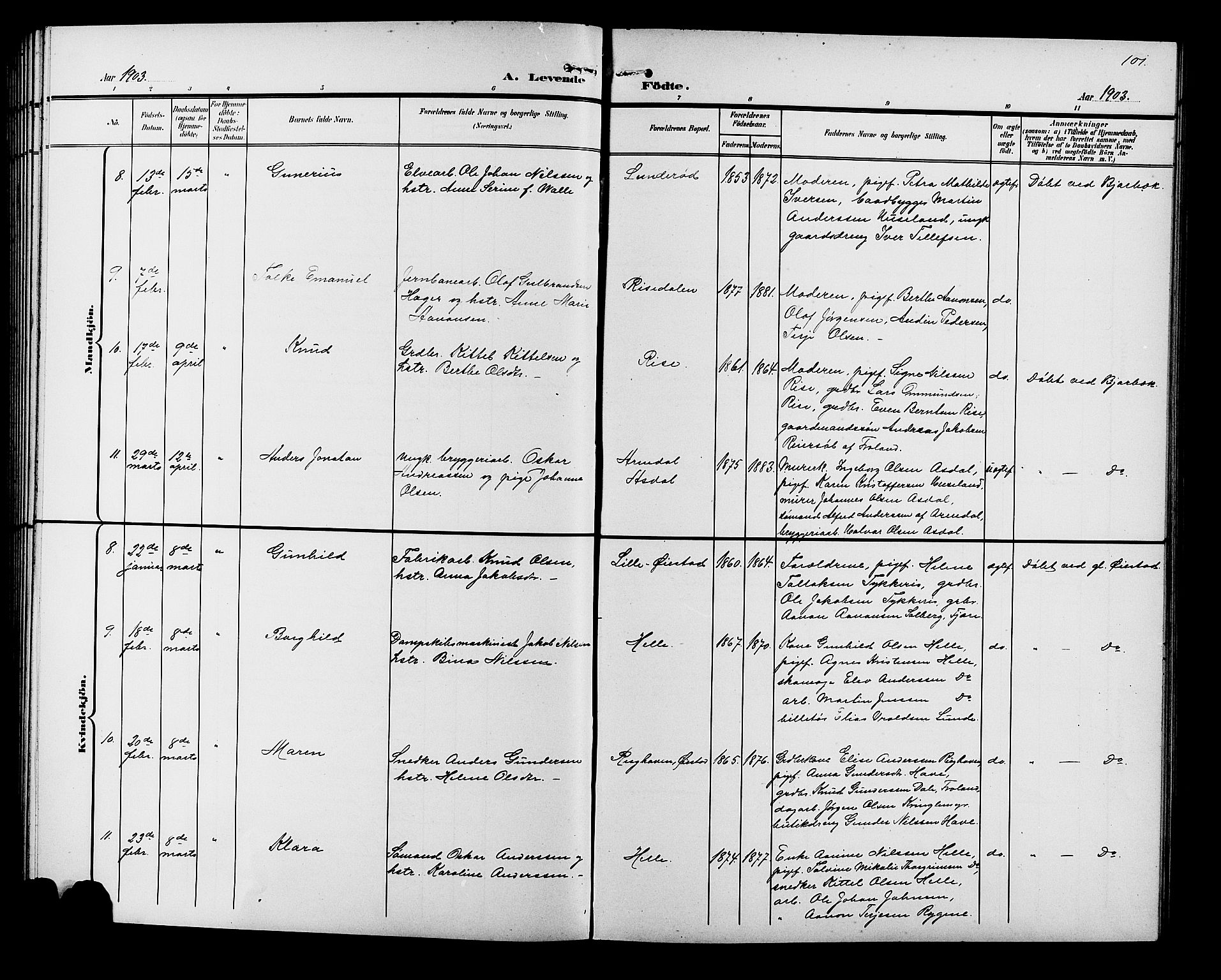 Øyestad sokneprestkontor, AV/SAK-1111-0049/F/Fb/L0010: Klokkerbok nr. B 10, 1897-1906, s. 101