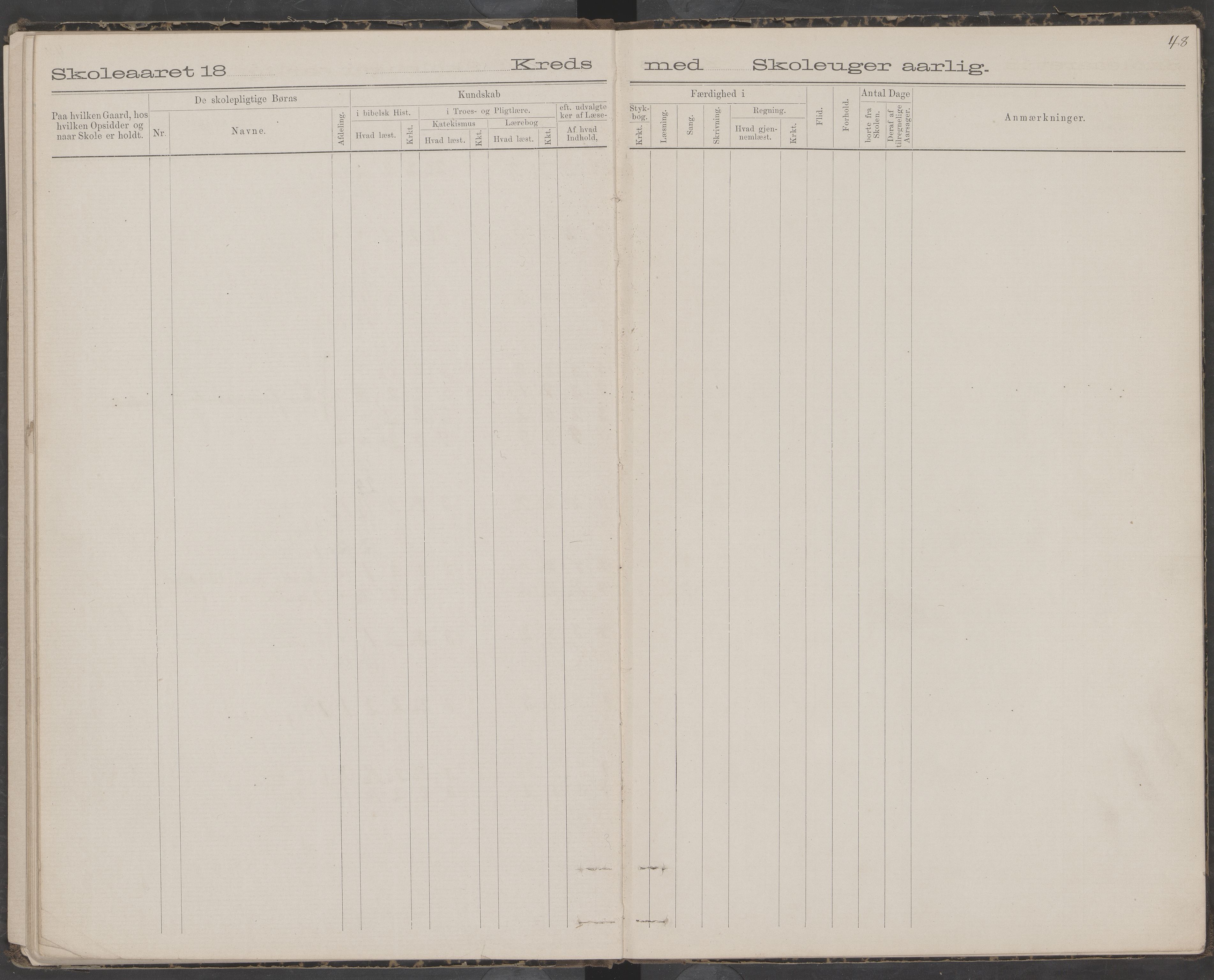 Dønna kommune. Snekkevik skolekrets, AIN/K-18270.510.07/442/L0002: Skoleprotokoll, 1888-1893