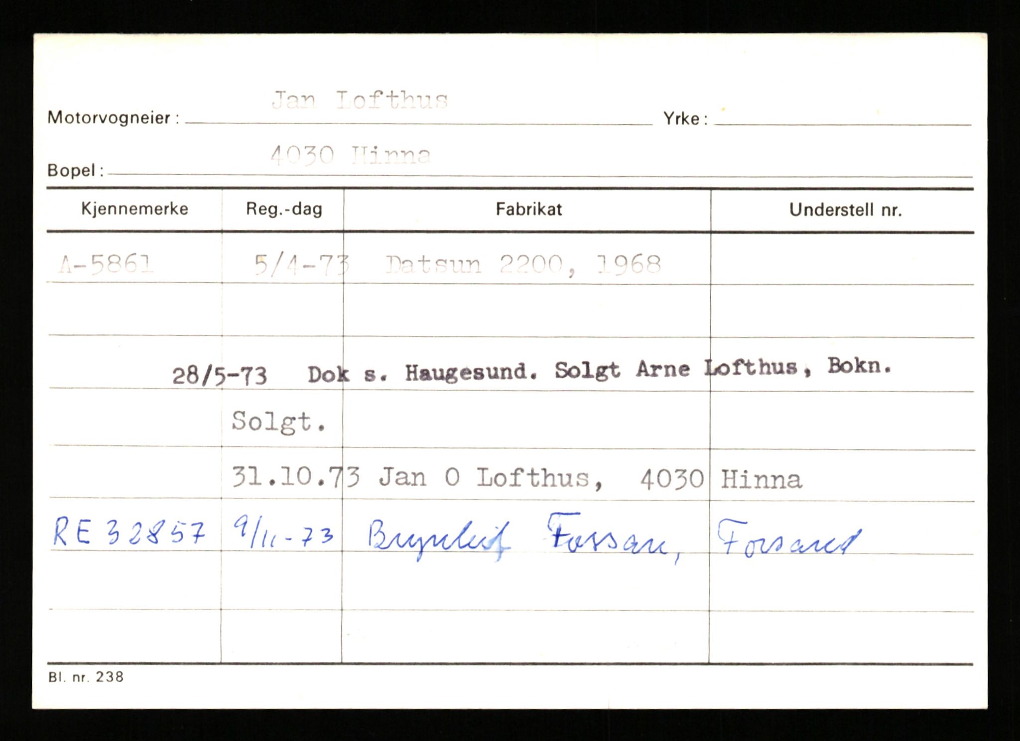 Stavanger trafikkstasjon, AV/SAST-A-101942/0/G/L0002: Registreringsnummer: 5791 - 10405, 1930-1971, s. 39