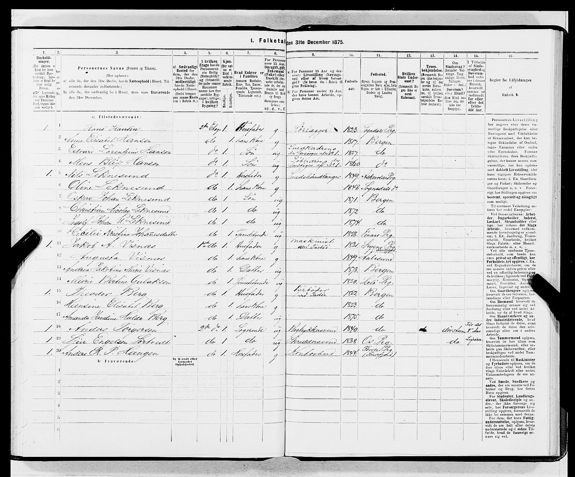 SAB, Folketelling 1875 for 1301 Bergen kjøpstad, 1875, s. 4014