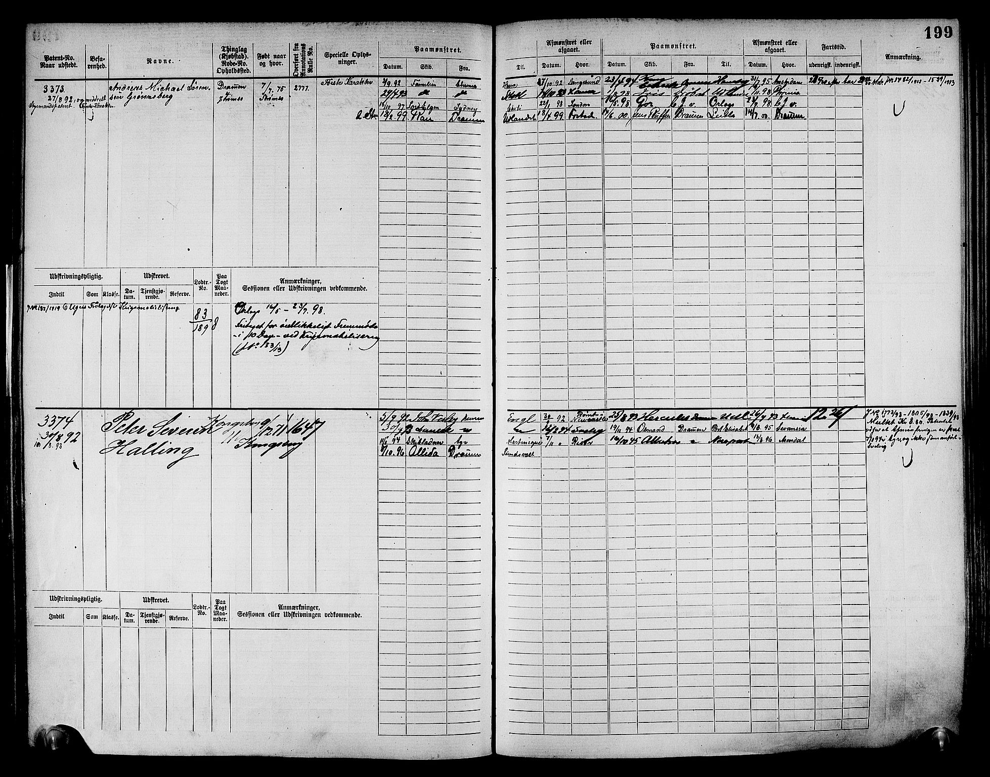 Drammen innrulleringsdistrikt, AV/SAKO-A-781/F/Fc/L0004: Hovedrulle, 1885, s. 205