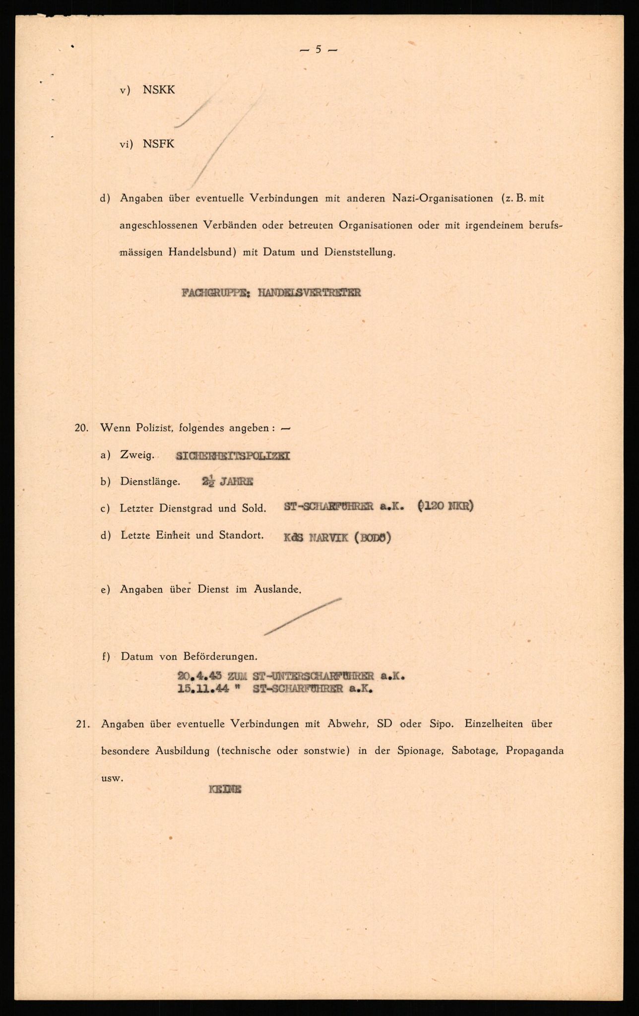 Forsvaret, Forsvarets overkommando II, AV/RA-RAFA-3915/D/Db/L0033: CI Questionaires. Tyske okkupasjonsstyrker i Norge. Tyskere., 1945-1946, s. 401