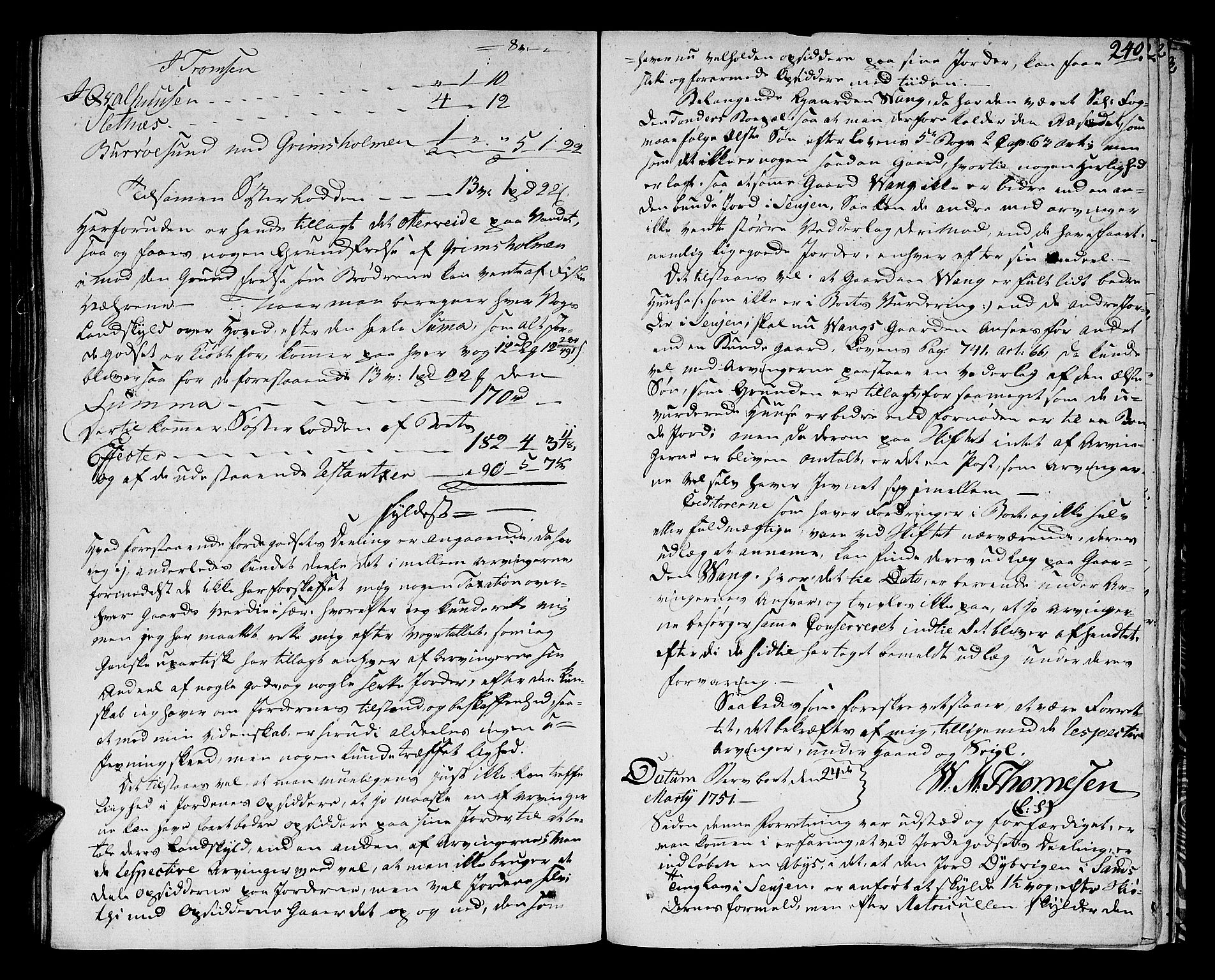 Senja og Tromsø sorenskriveri , SATØ/SATØ-31/H/Hb/L0145: Skifteutlodningsprotokoll, 1751-1796, s. 239b-240a