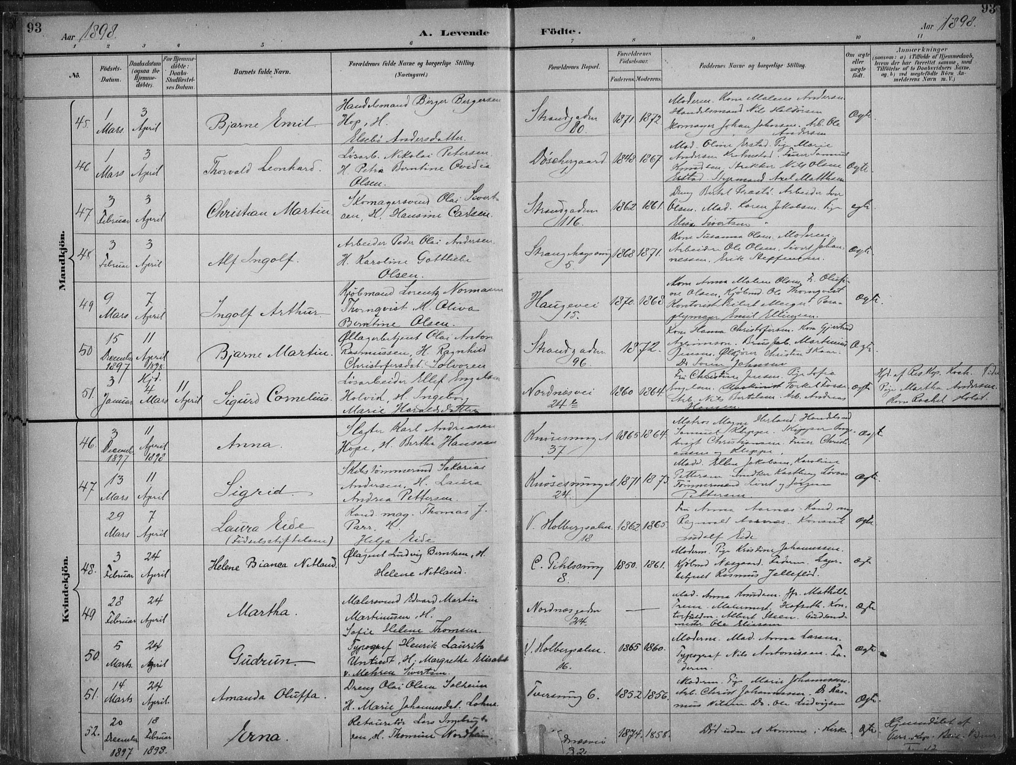 Nykirken Sokneprestembete, AV/SAB-A-77101/H/Haa/L0018: Ministerialbok nr. B 6, 1895-1903, s. 93