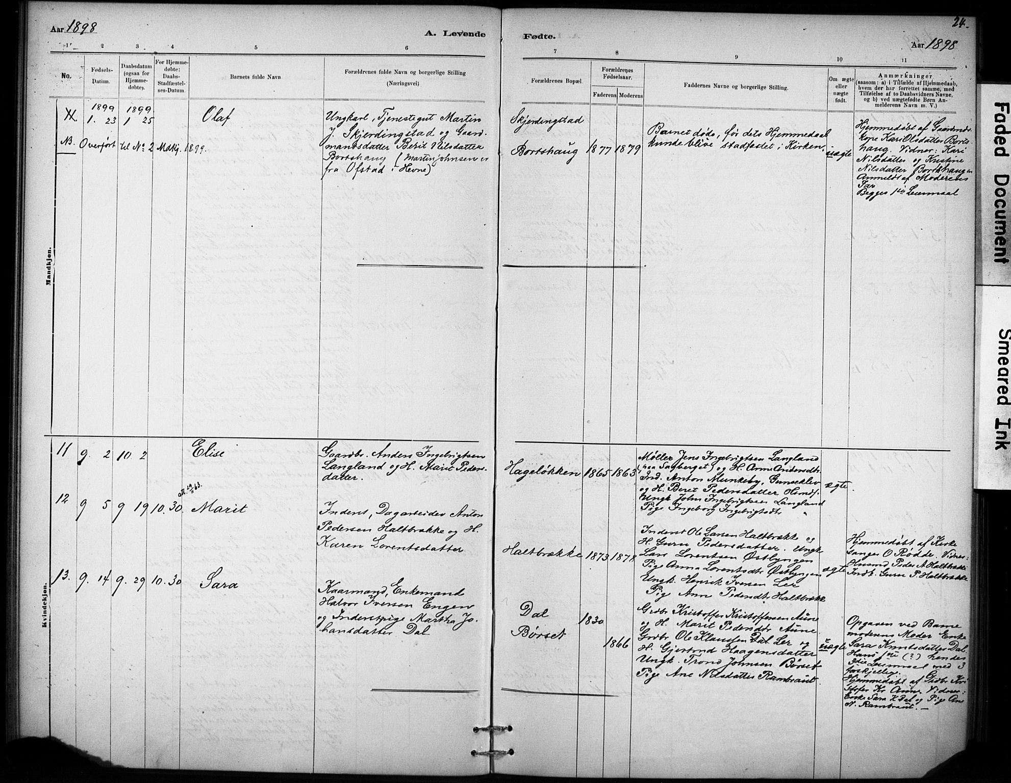 Ministerialprotokoller, klokkerbøker og fødselsregistre - Sør-Trøndelag, SAT/A-1456/693/L1119: Ministerialbok nr. 693A01, 1887-1905, s. 24