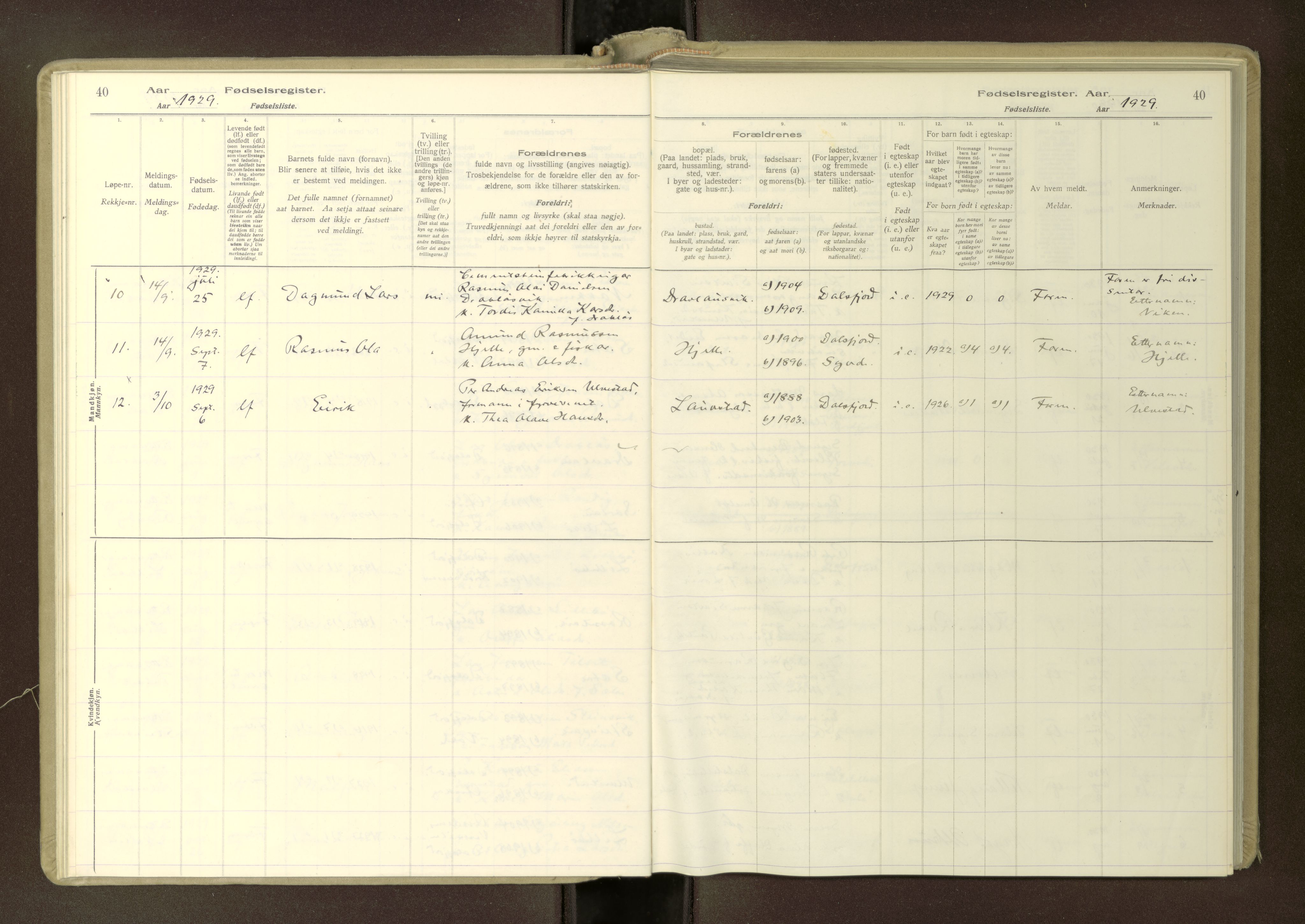 Ministerialprotokoller, klokkerbøker og fødselsregistre - Møre og Romsdal, AV/SAT-A-1454/512/L0173: Fødselsregister nr. 512---, 1916-1982, s. 40