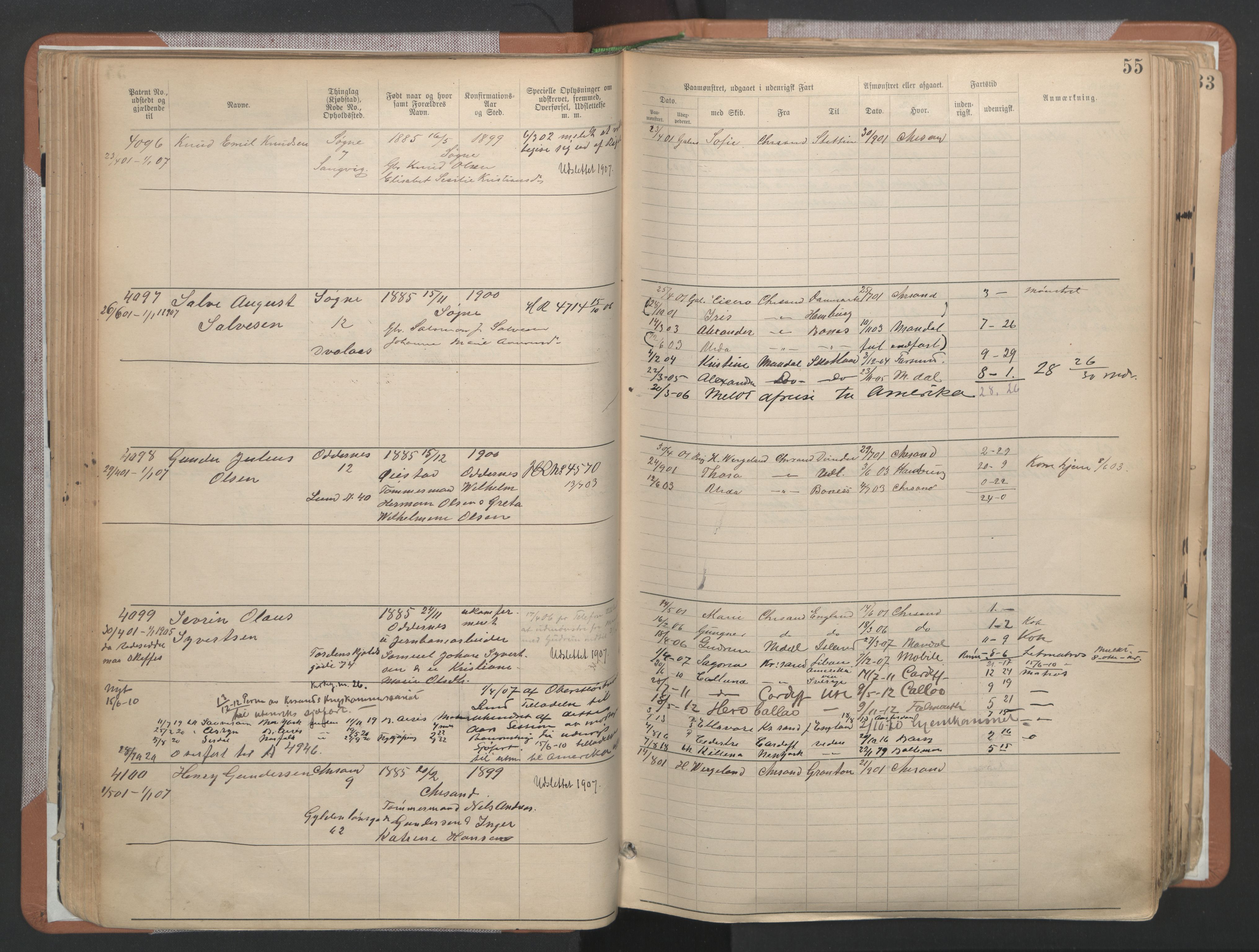Kristiansand mønstringskrets, AV/SAK-2031-0015/F/Fa/L0007: Annotasjonsrulle nr 3831-6645, I-5, 1898-1920, s. 98