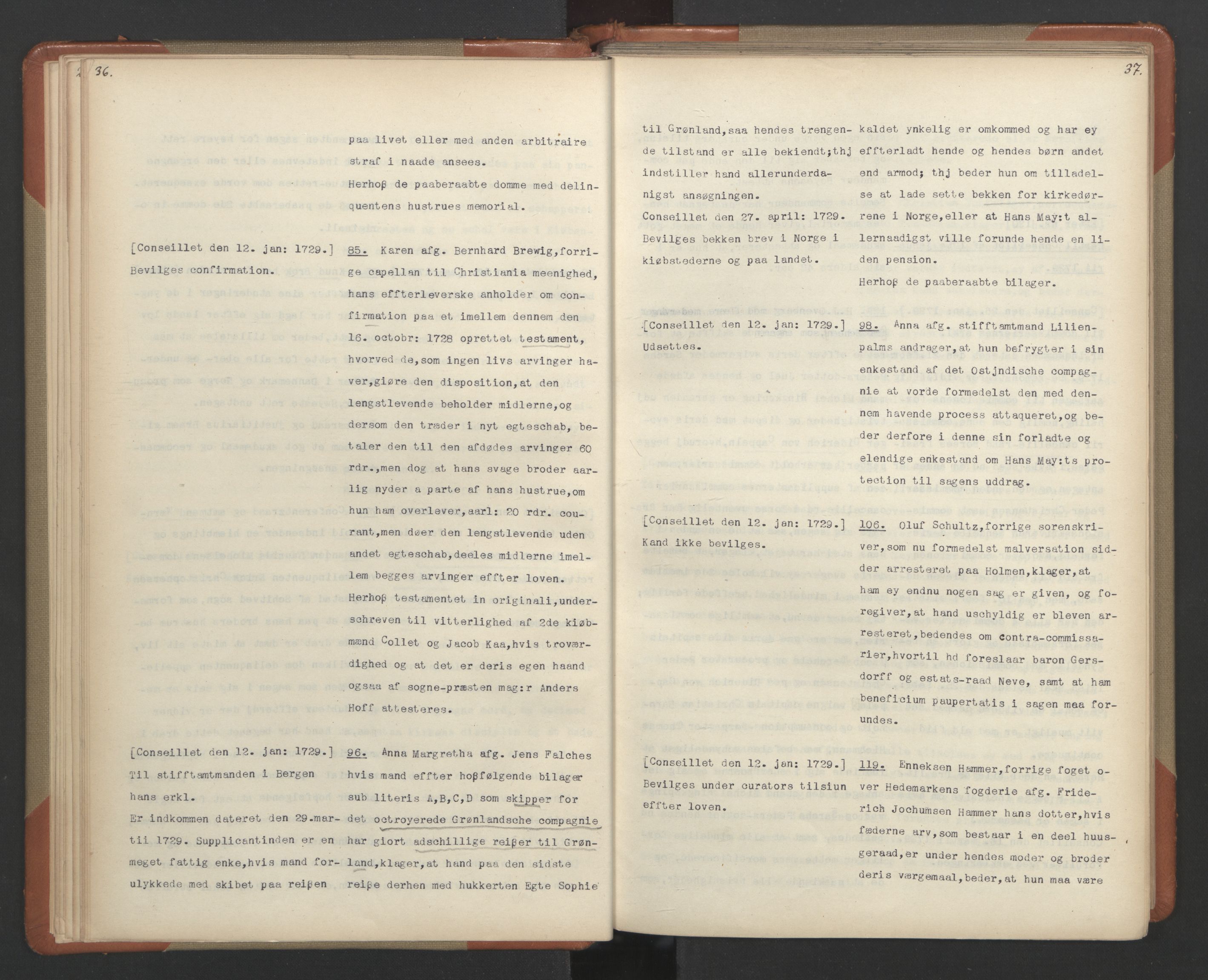 Avskriftsamlingen, AV/RA-EA-4022/F/Fa/L0092: Supplikker, 1729, s. 22