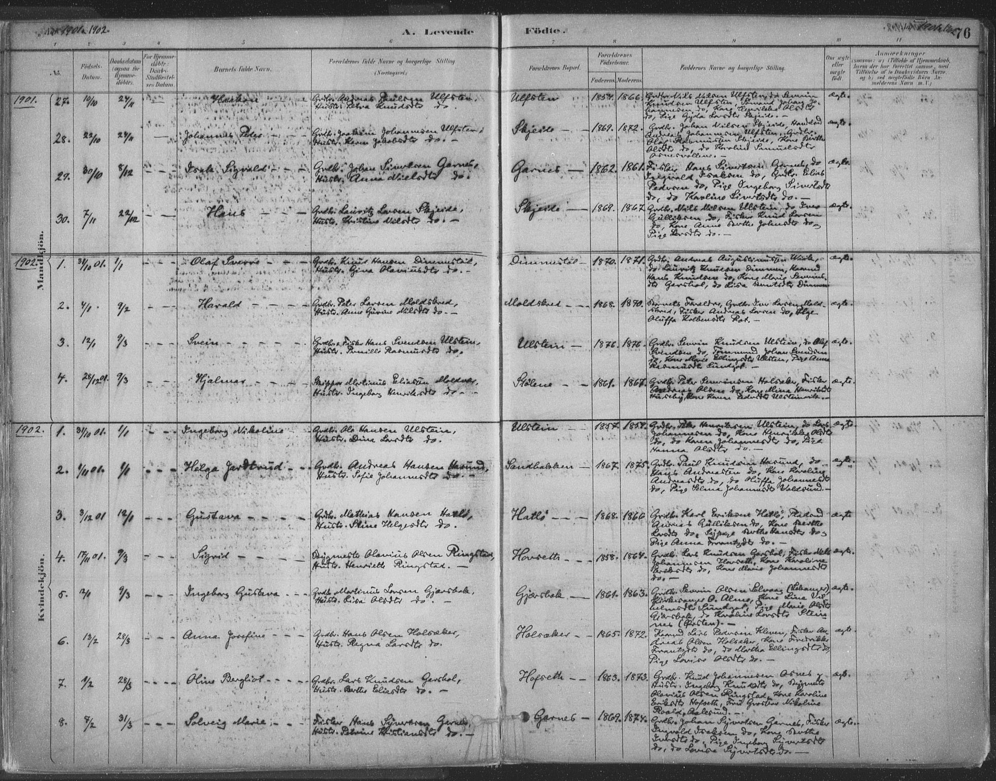 Ministerialprotokoller, klokkerbøker og fødselsregistre - Møre og Romsdal, SAT/A-1454/509/L0106: Ministerialbok nr. 509A04, 1883-1922, s. 76