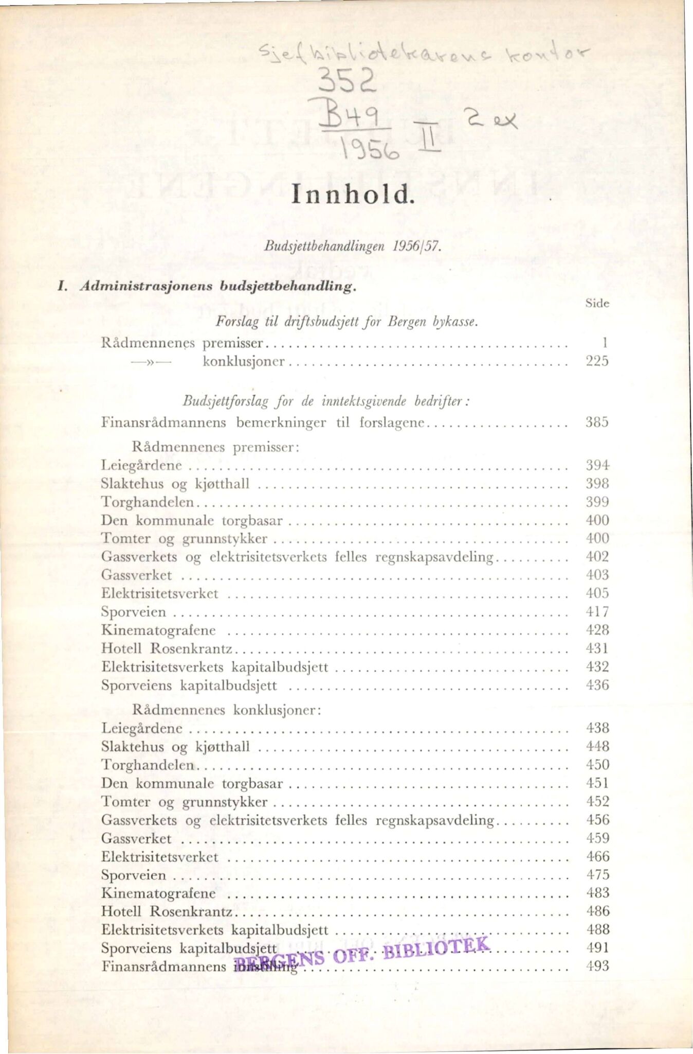 Bergen kommune. Formannskapet, BBA/A-0003/Ad/L0173: Bergens Kommuneforhandlinger, bind II, 1956