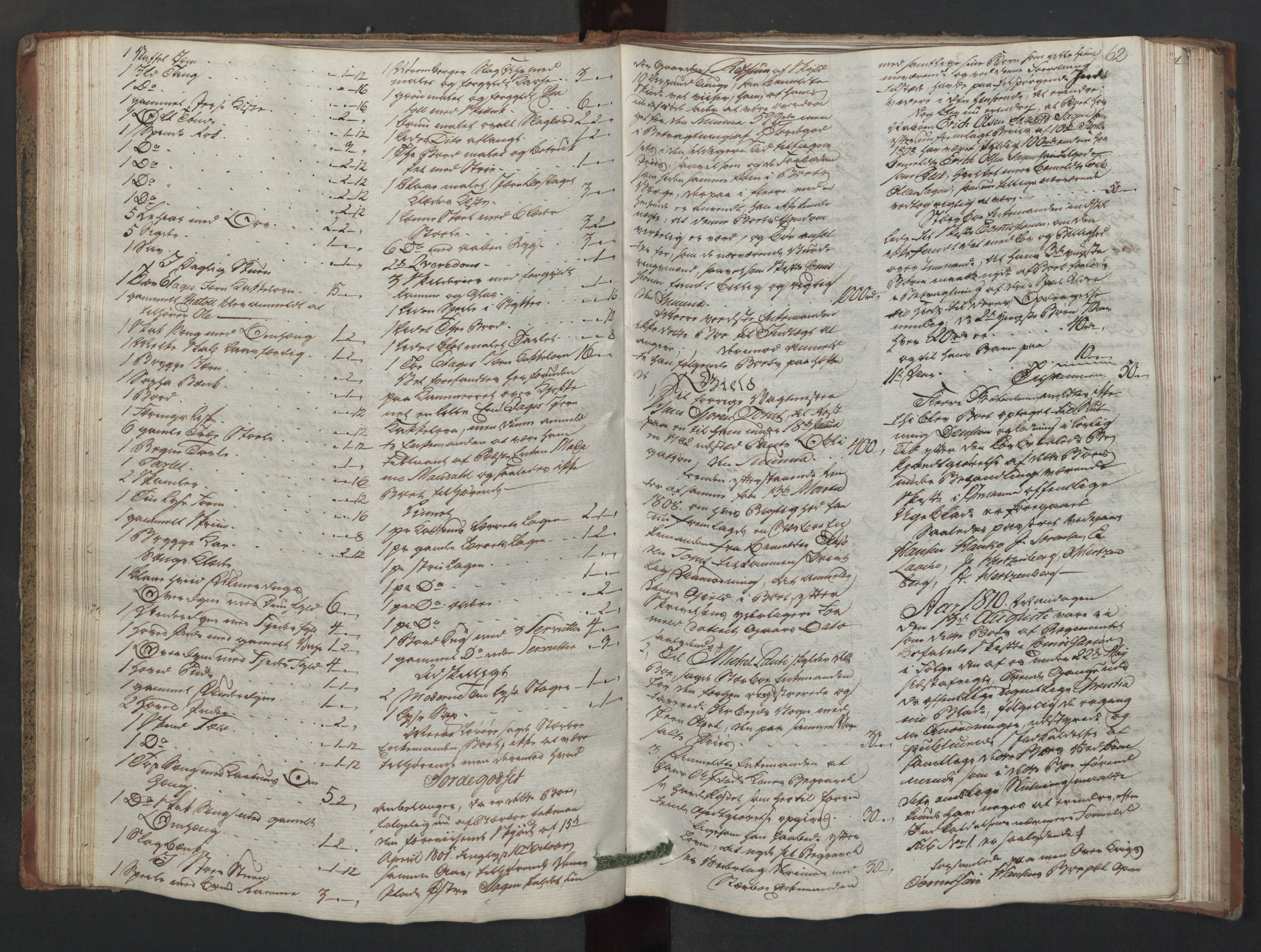 Forsvaret, Generalauditøren, AV/RA-RAFA-1772/F/Fj/Fjc/L0008: Skifteprotokol for akershusiske dragonregiment, 1801-1812, s. 61b-62a