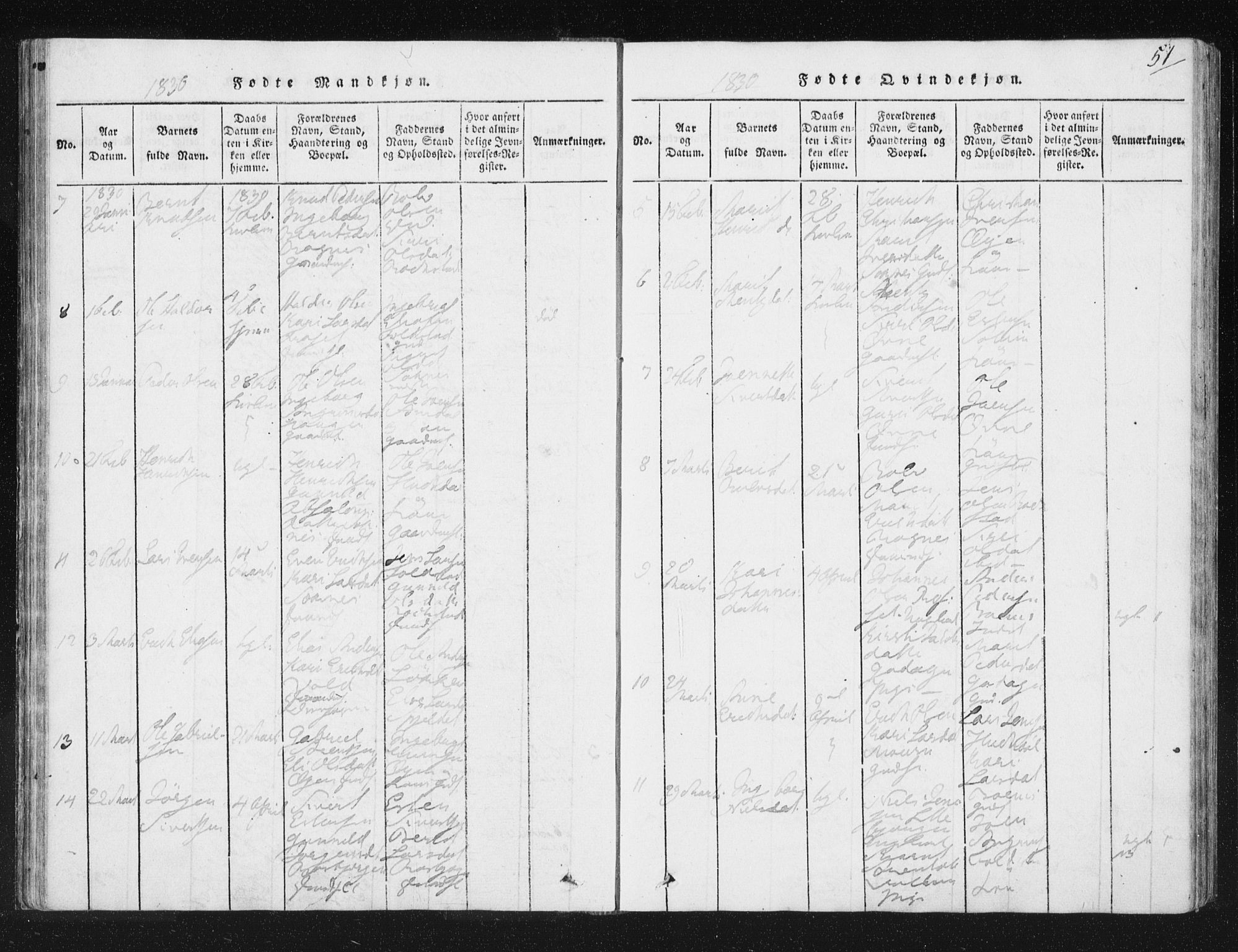 Ministerialprotokoller, klokkerbøker og fødselsregistre - Sør-Trøndelag, SAT/A-1456/687/L0996: Ministerialbok nr. 687A04, 1816-1842, s. 51