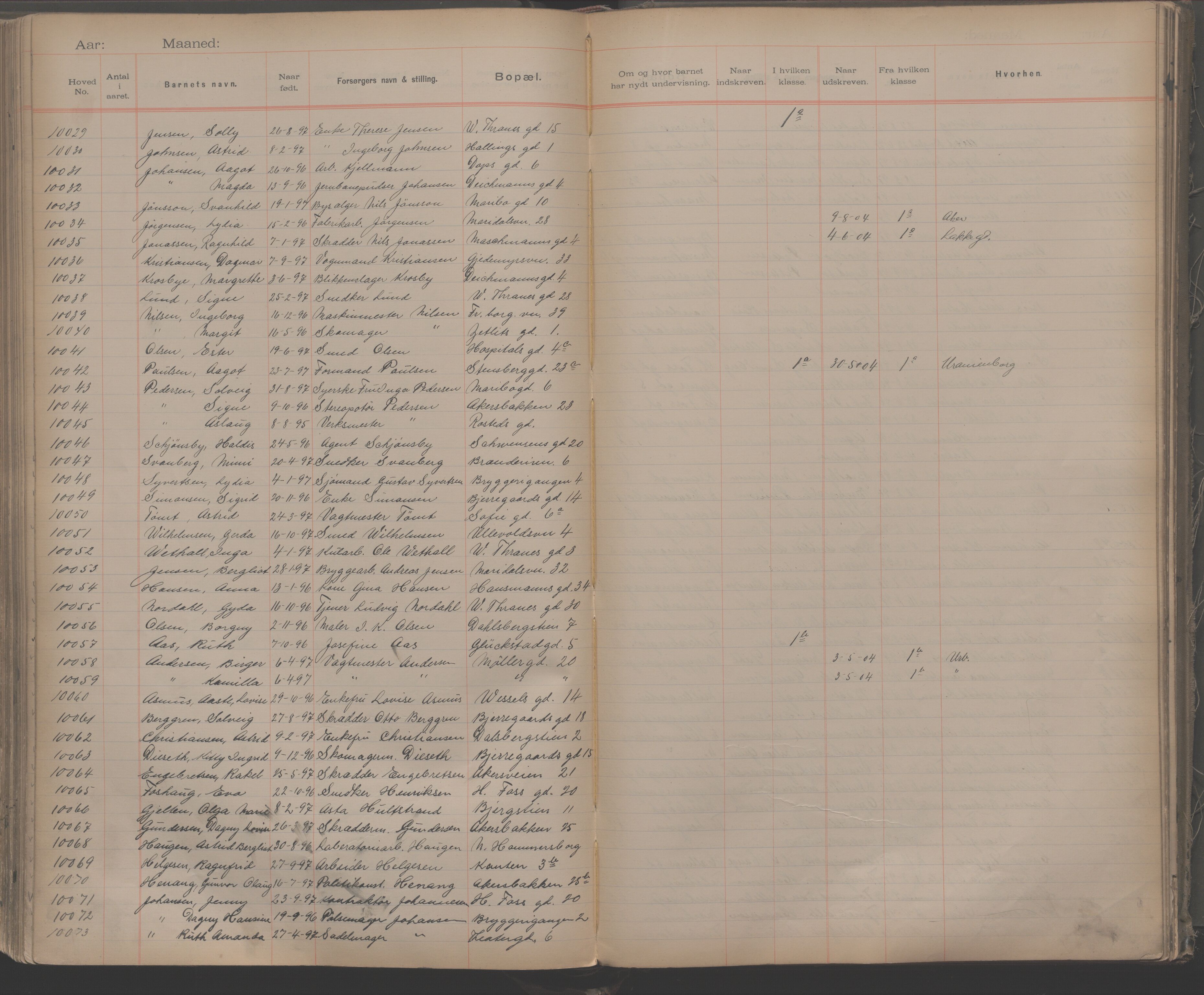 Møllergata skole, OBA/A-20129/F/Fa/L0001: Ut-/innskrivningsprotokoll, 1889-1907, s. 229